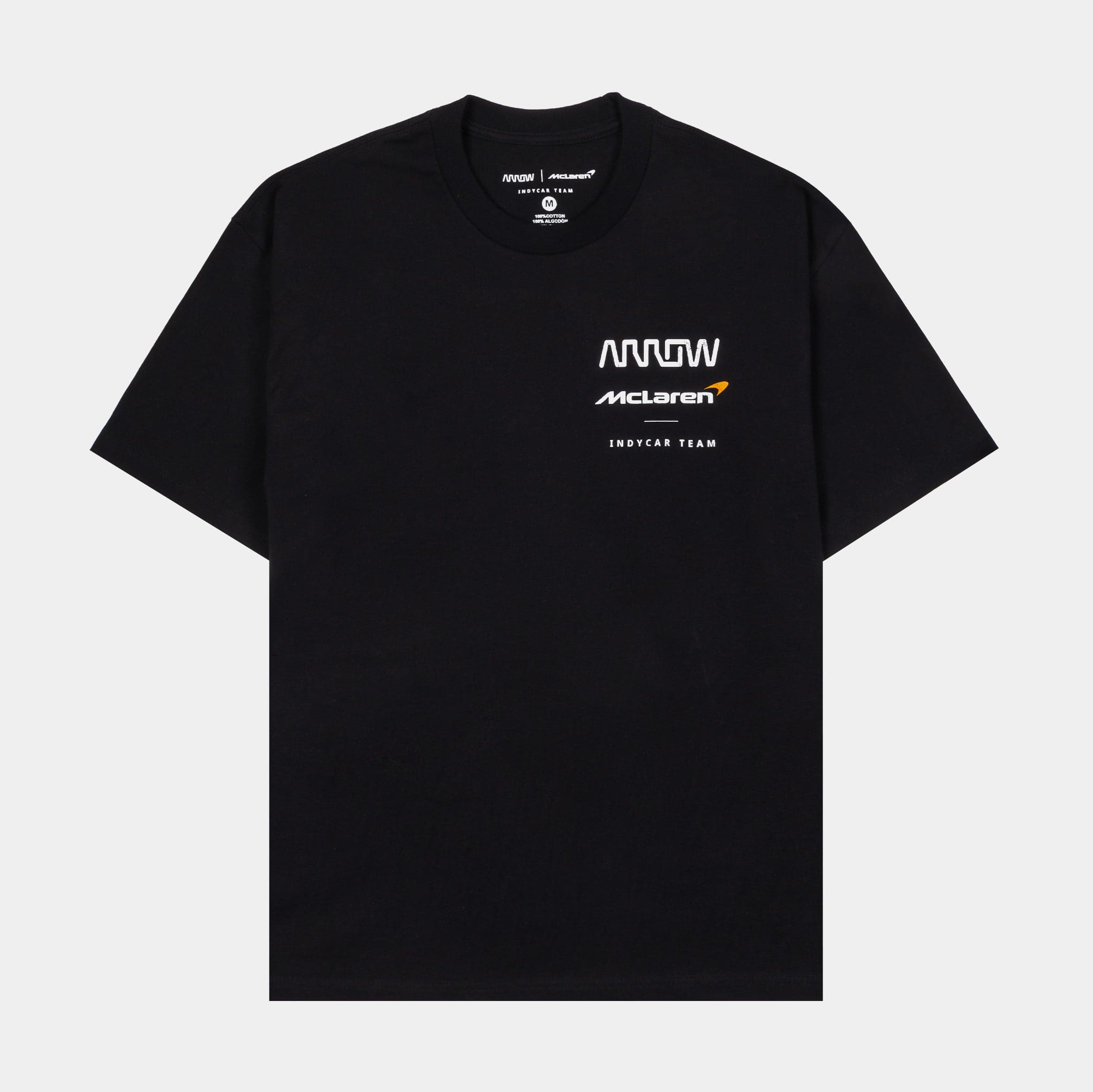 Arrow McLaren IndyCar Team There Is No Finish Line Mens Short Sleeve Shirt (Black/Papaya Orange)