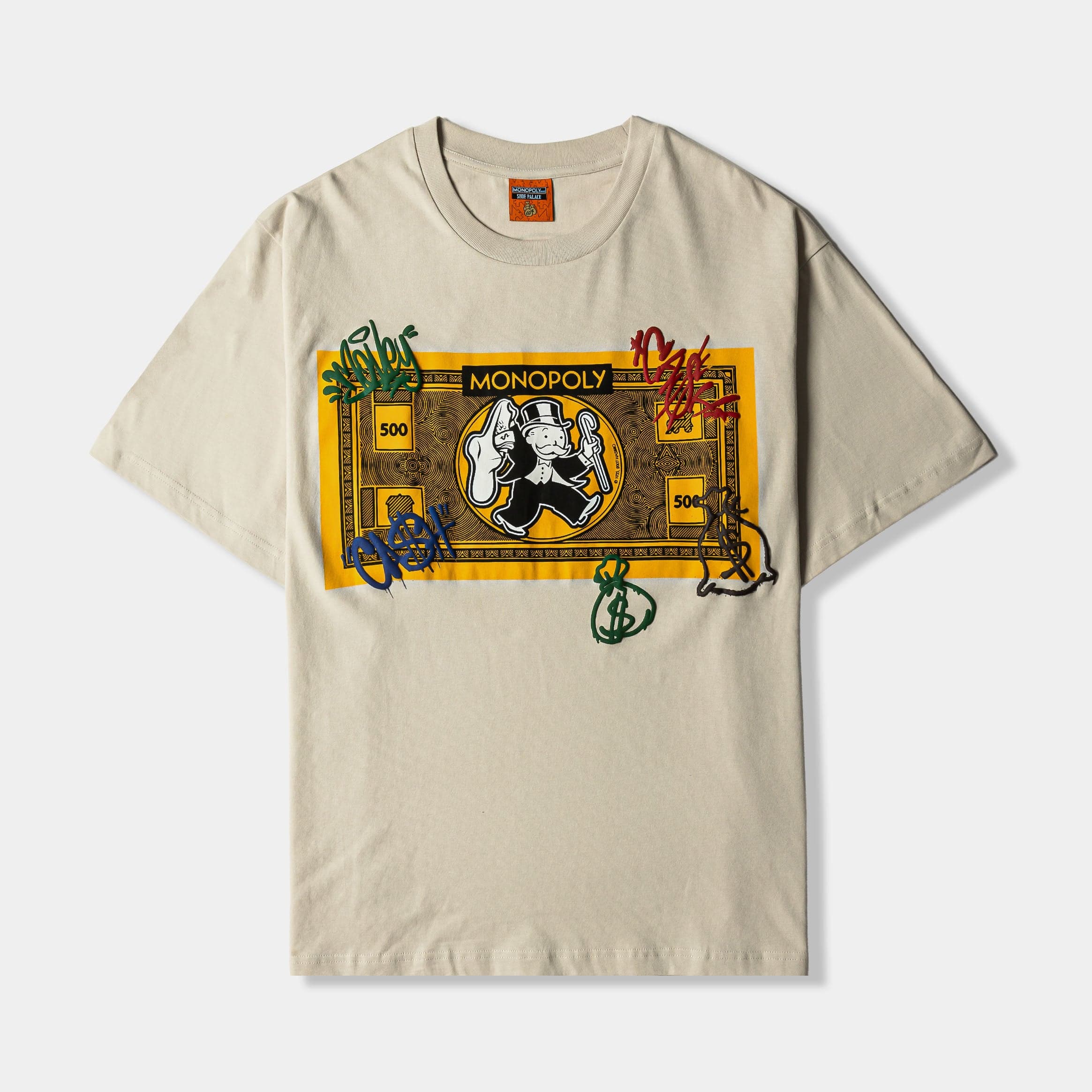SP x Monopoly Get Money Mens Short Sleeve Shirt (Beige/Green)