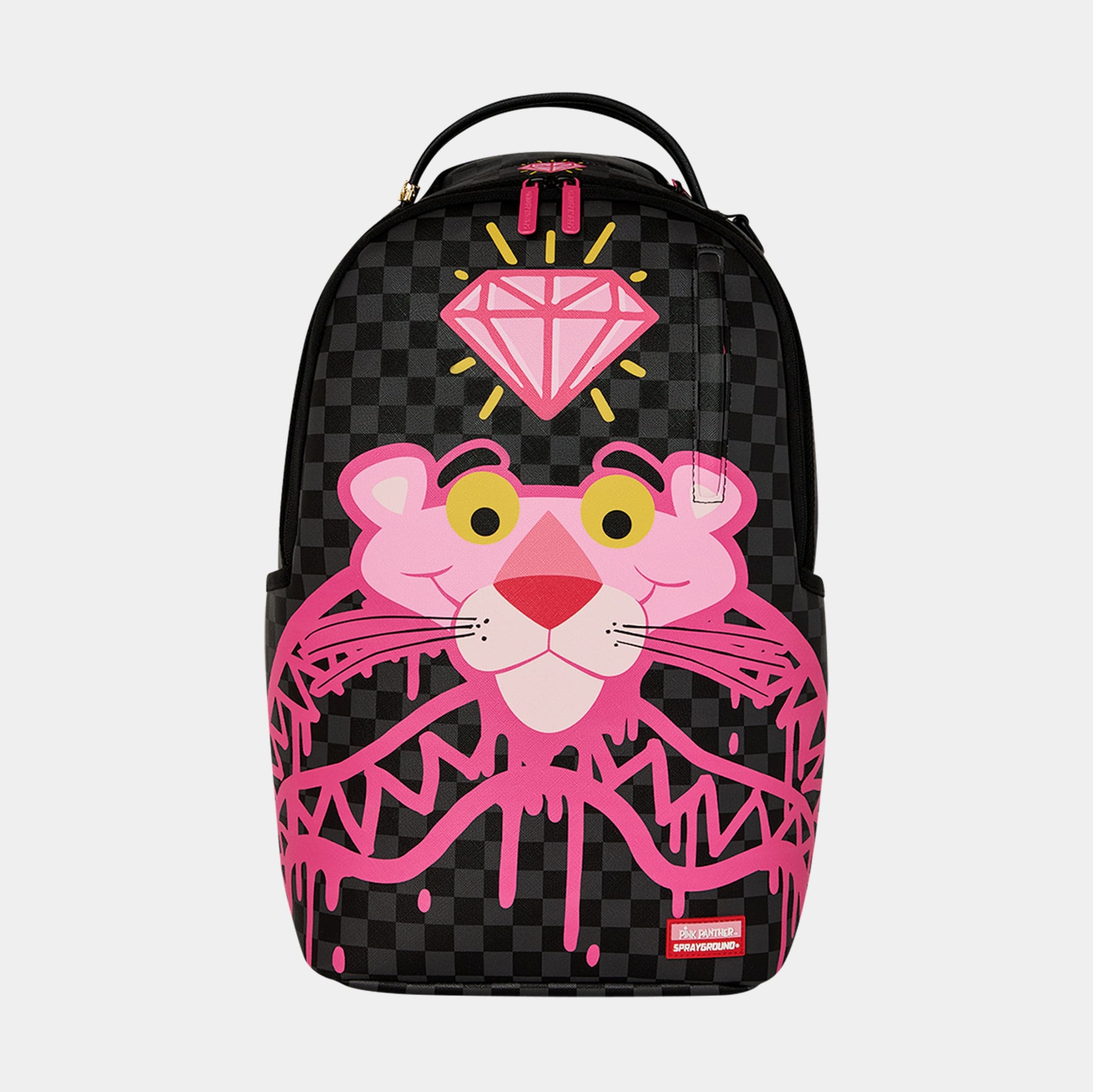 Pink Panther Drippy Diamonds Mens Backpack (Grey/Pink)