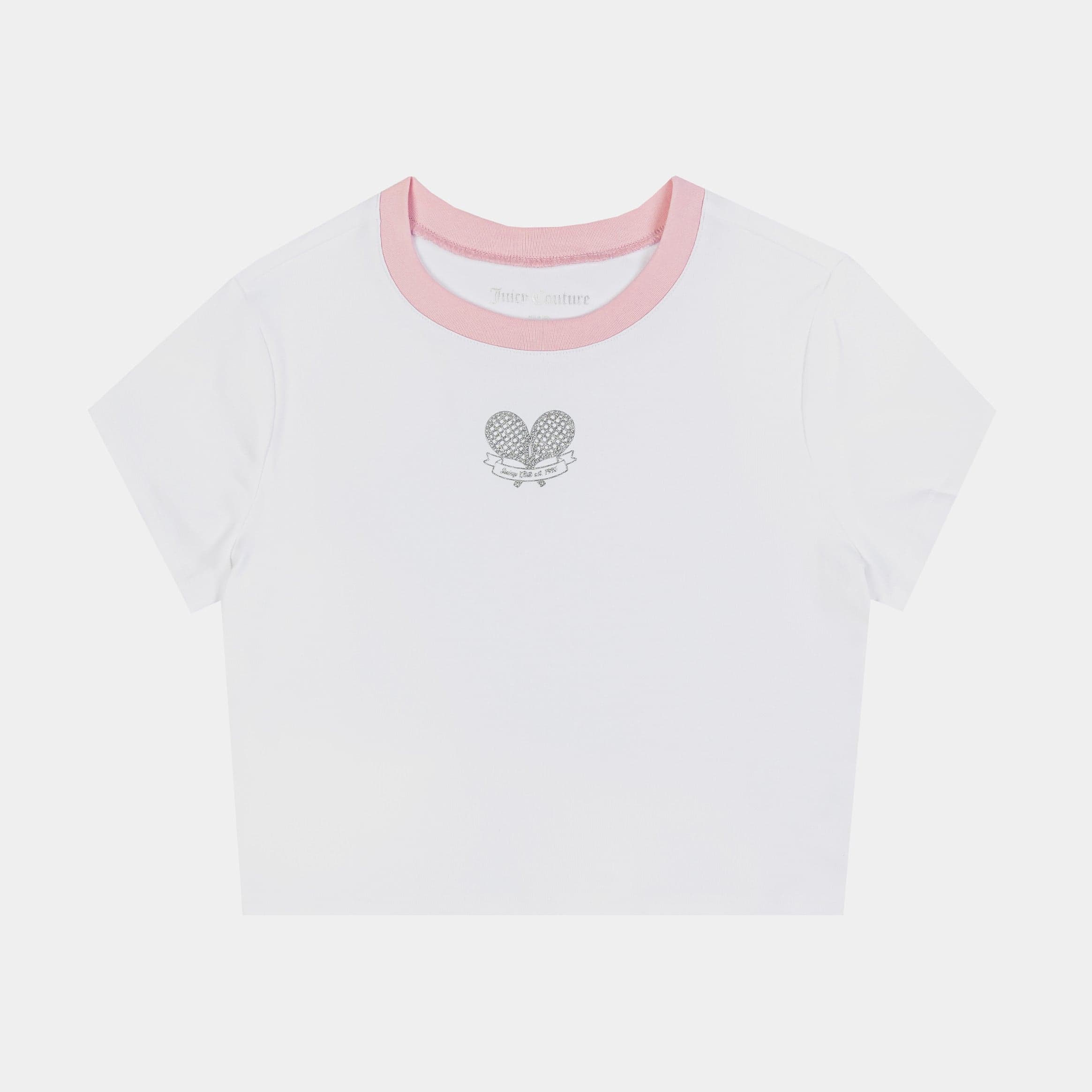 Tennis Baby Tee Womens Short Sleeve Shirt (White/Pink)