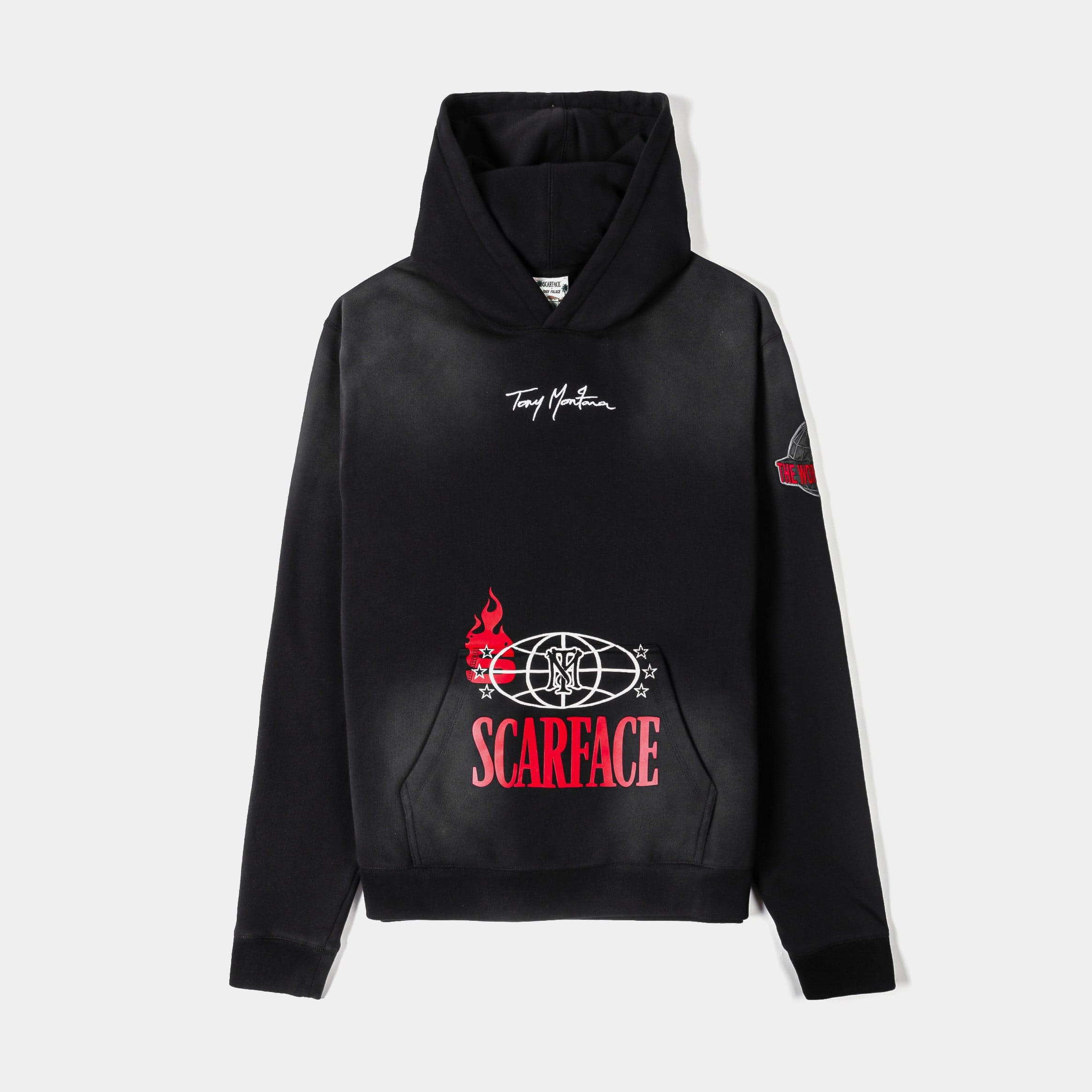 SP x Scarface Montana Washed Pullover Mens Hoodie (Black/Red)