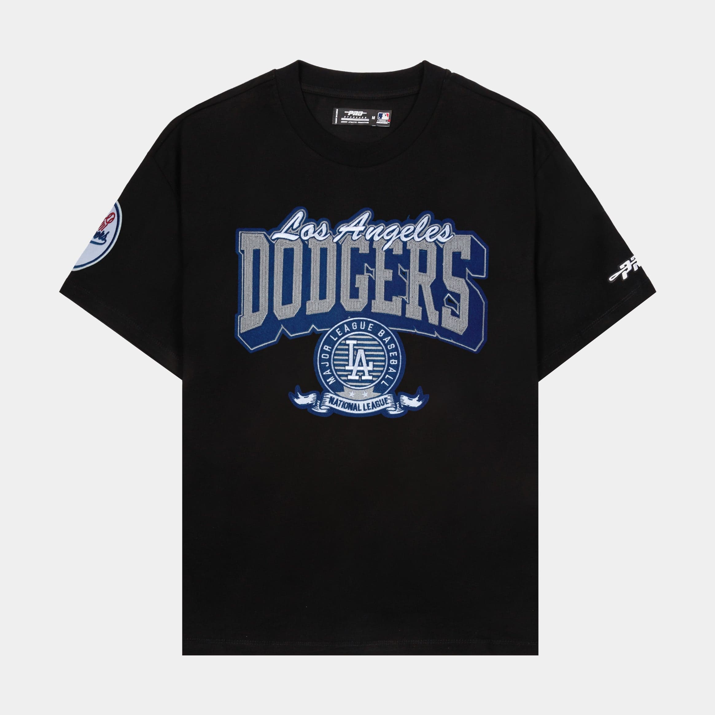 Los Angeles Dodgers Team Badge Mens Short Sleeve Shirt (Black/Blue)
