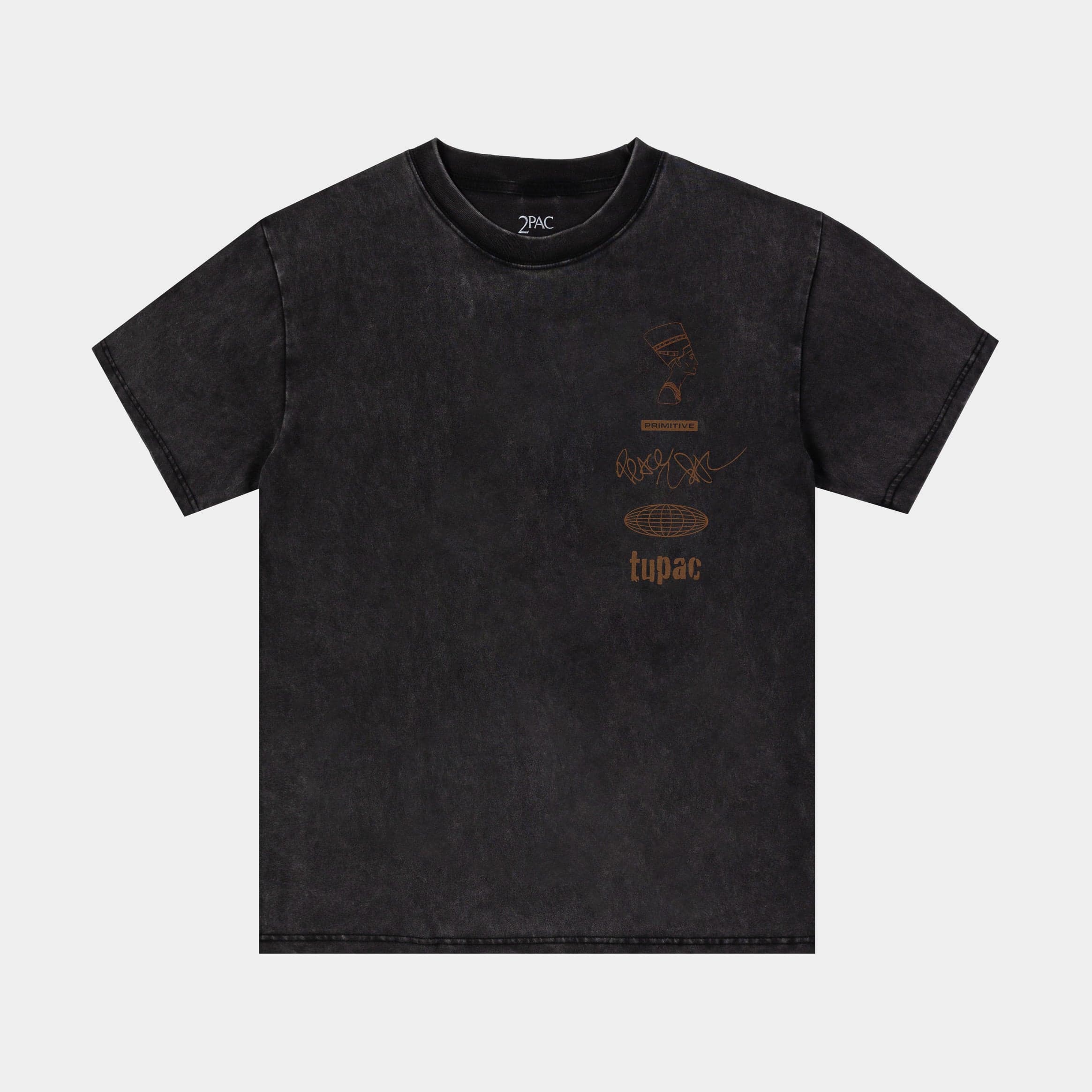 Tupac Stay Up Here Mens Short Sleeve Shirt (Black/Brown)