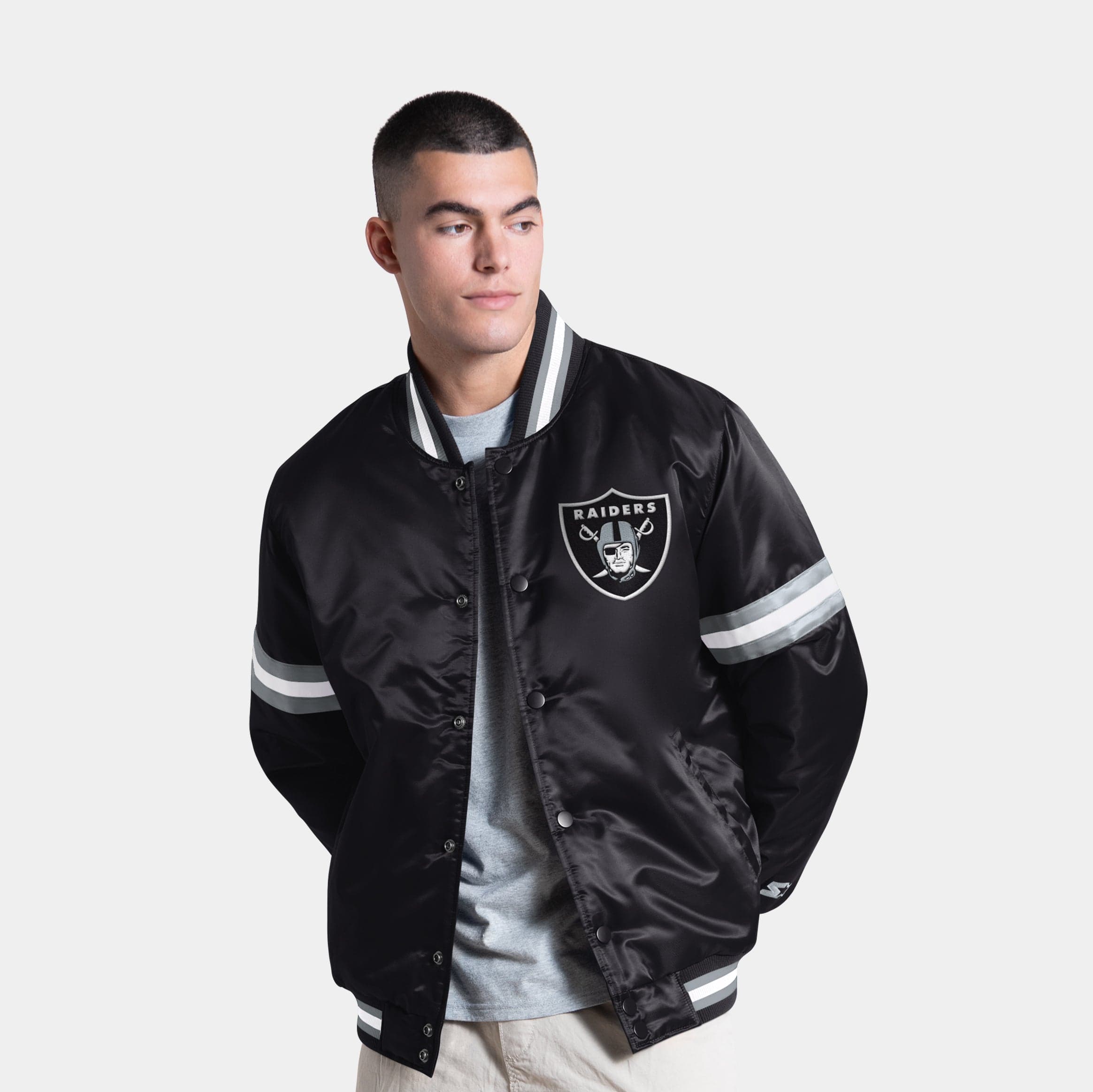 Shoe Palace Exclusive Raiders Courtside Varsity Mens Jacket (Black/White)
