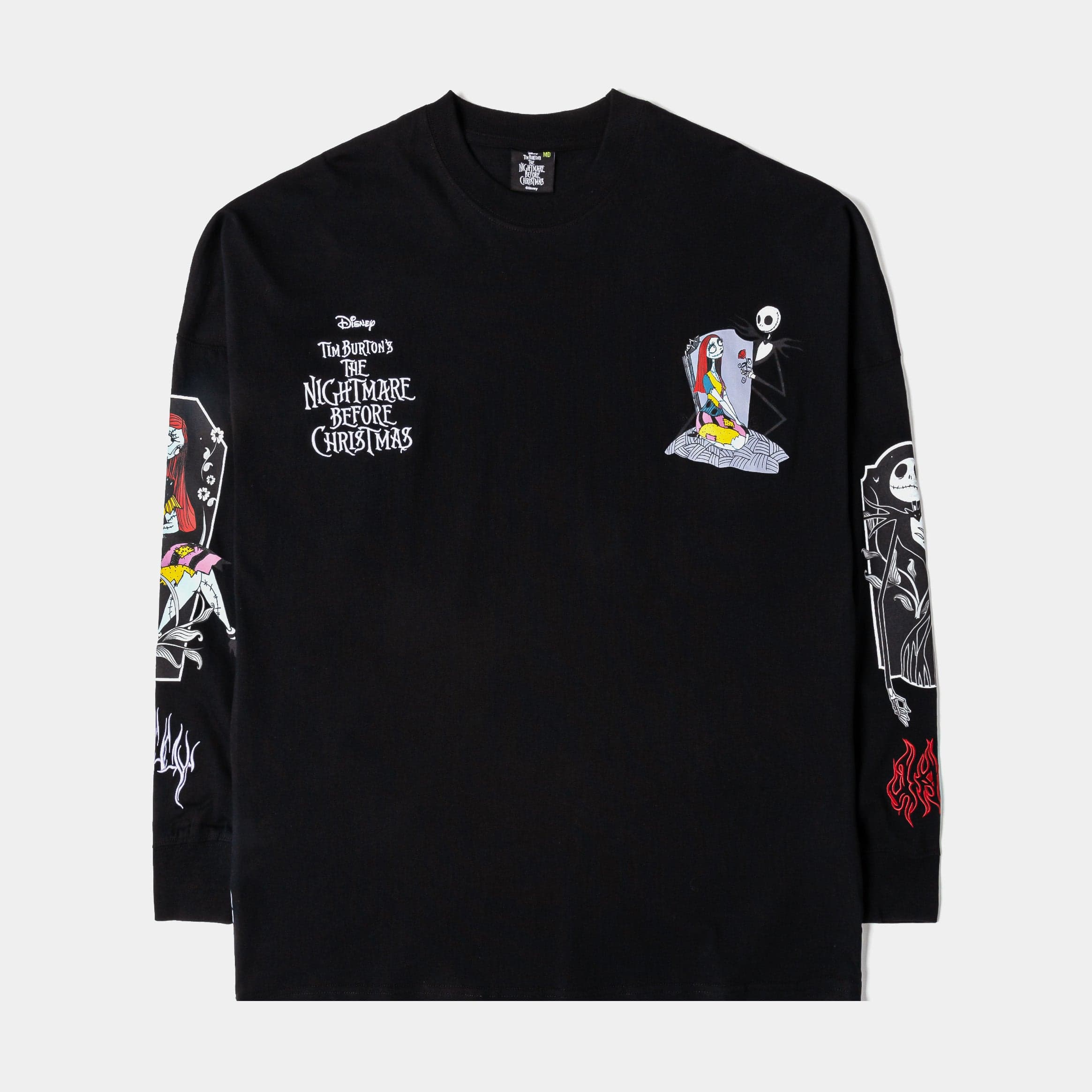 The Nightmare Before Christmas By Shoe Palace Jack And Sally Long Sleeve Mens Short Sleeve Shirt (Black/White)