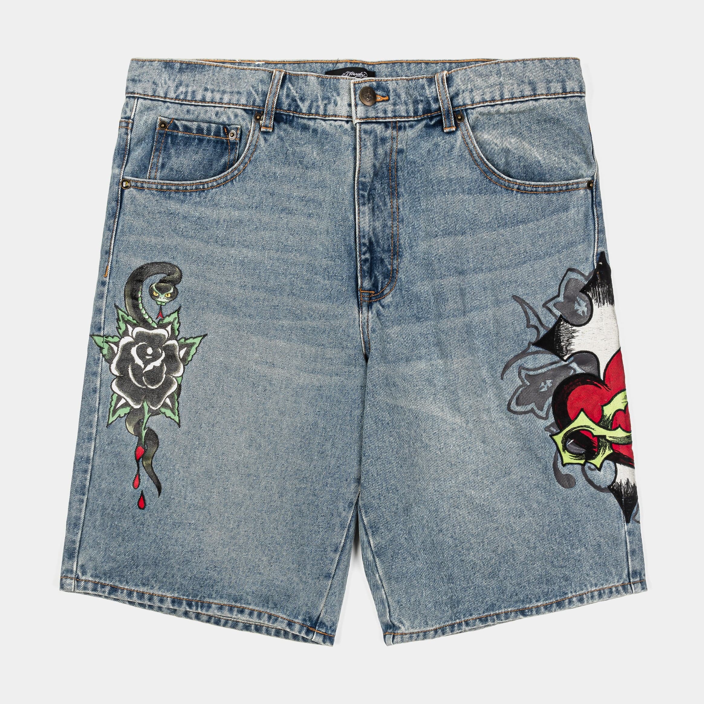 Sacred Heart Denim Mens Shorts (Blue/Black)