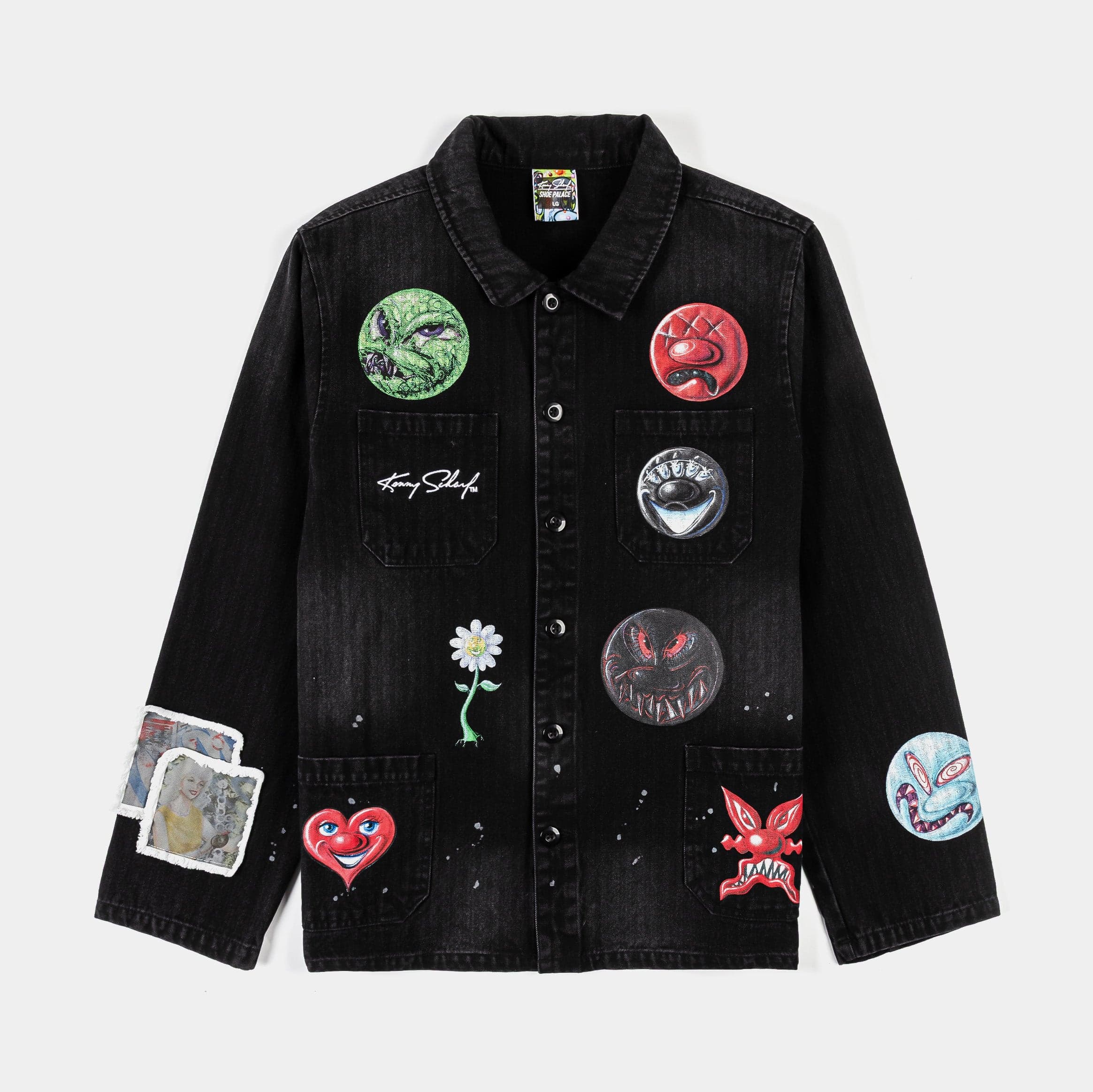 SP x Kenny Scharf All Over Print Chore Washed Mens Jacket (Black/Multicolor)
