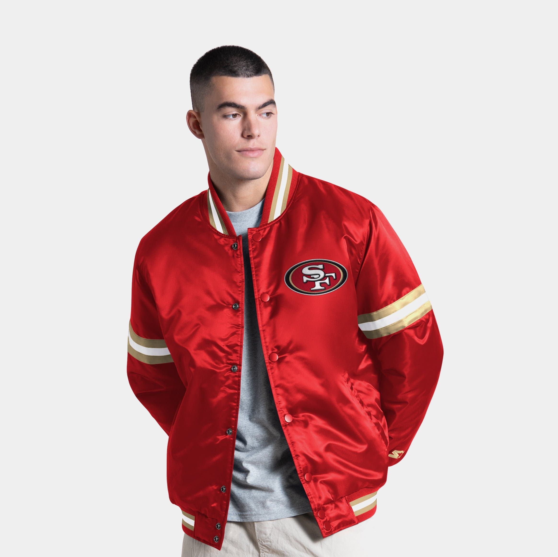 Shoe Palace Exclusive San Francisco 49ers Courtside Varsity Mens Jacket (Red/Gold)