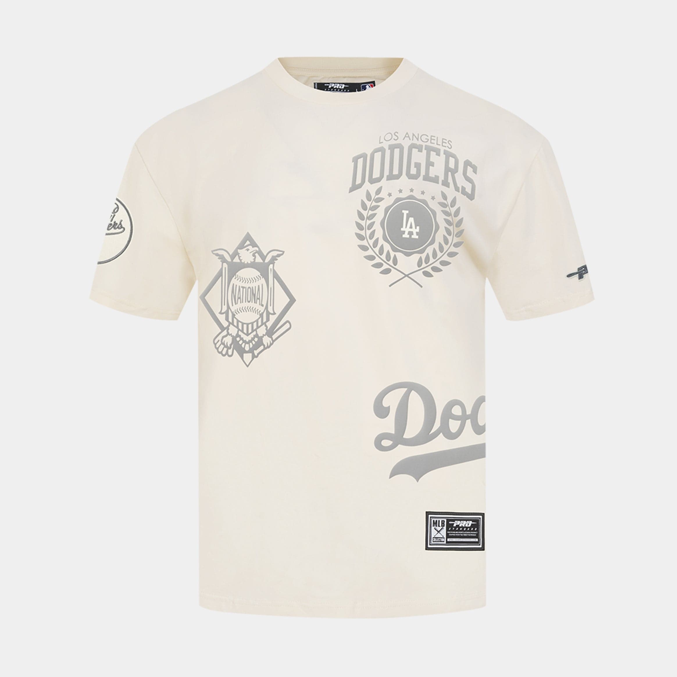 Los Angeles Dodgers Street Team Drop Shoulder Mens Short Sleeve Shirt (Beige/Grey)