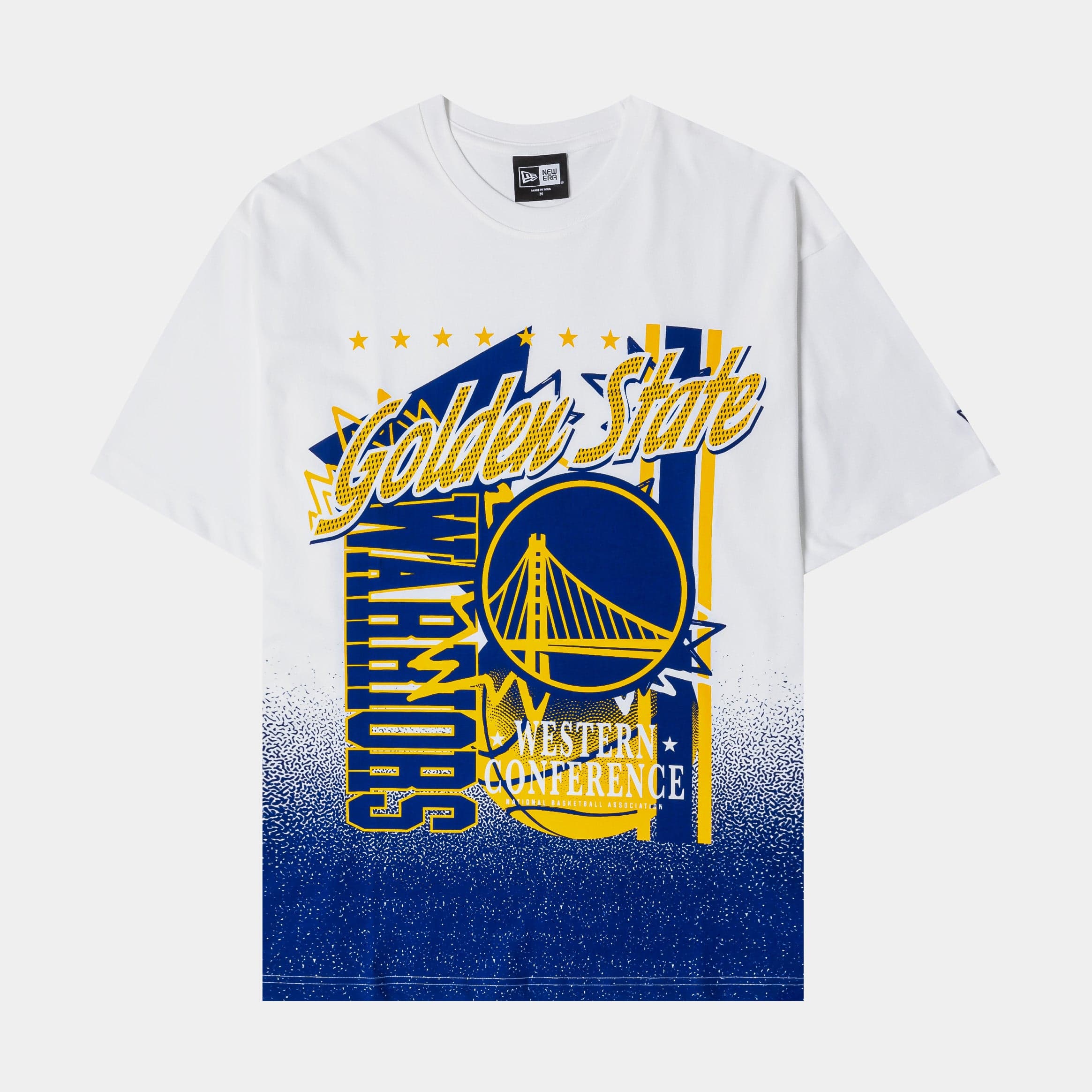 NBA Golden State Warriors Gradient Mens Short Sleeve Shirt (White/Blue)