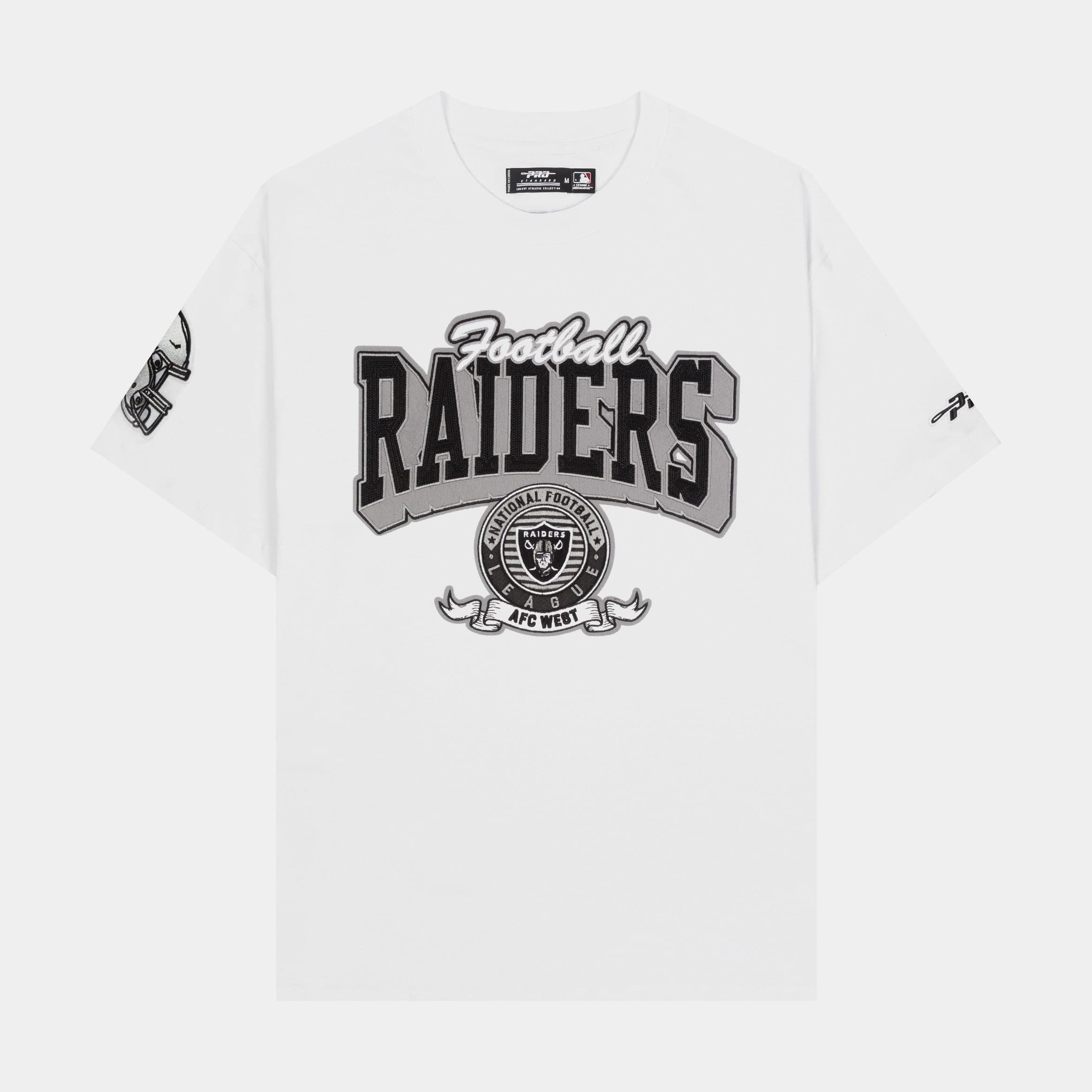 NFL Las Vegas Raiders Team Badge Mens Short Sleeve Shirt (White/Black)
