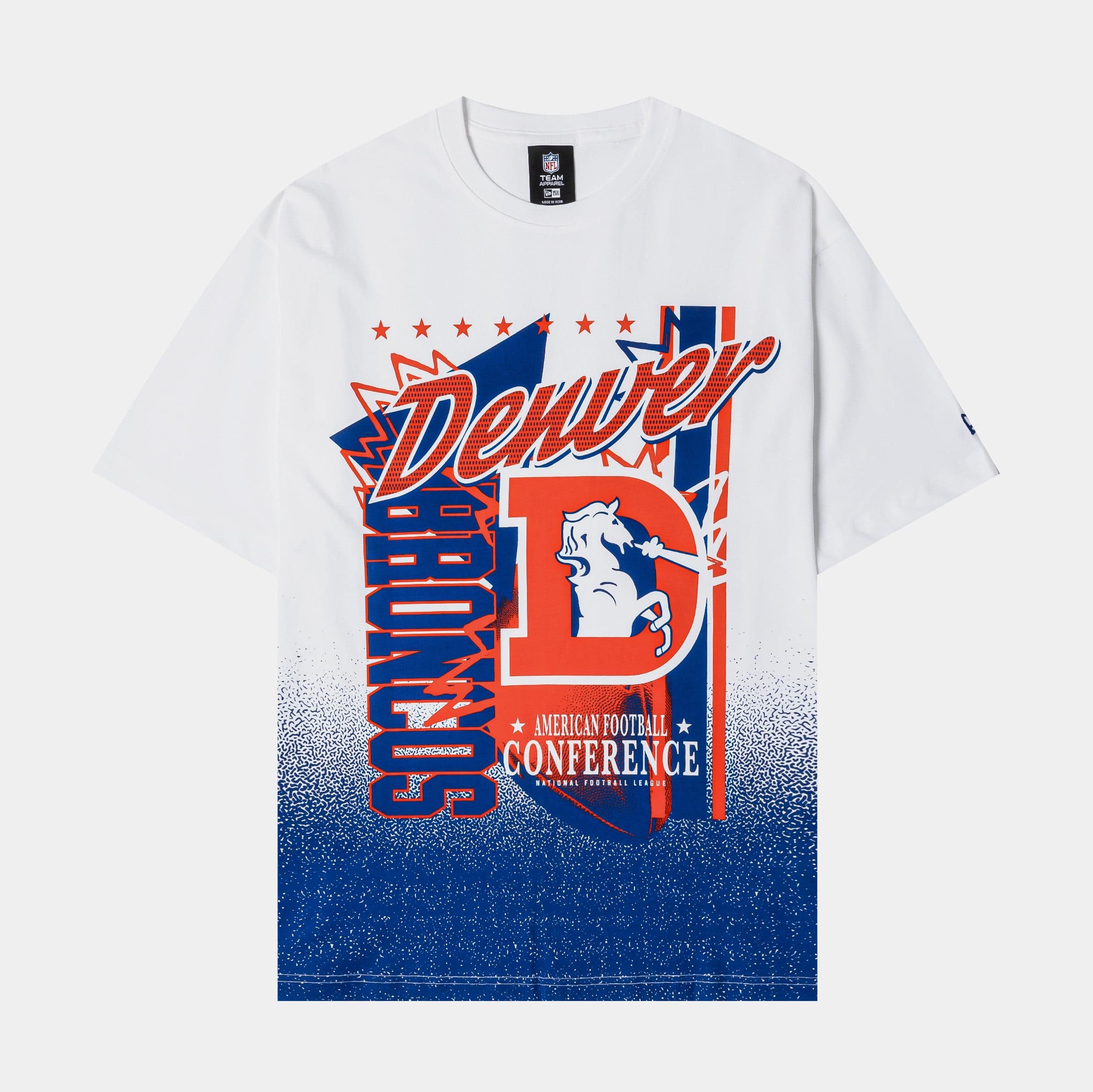 NFL Denver Broncos Gradient Mens Short Sleeve Shirt (White/Multi Color)