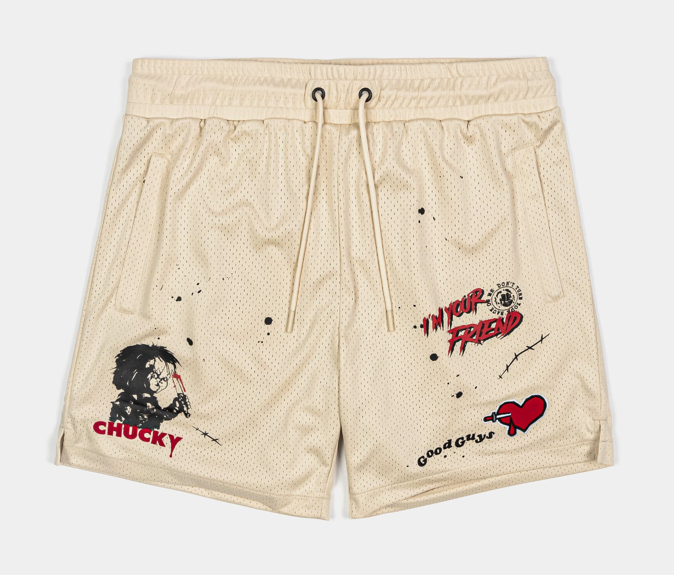 SP x Chucky Wanna Play Mesh Mens Shorts (Beige/Red)