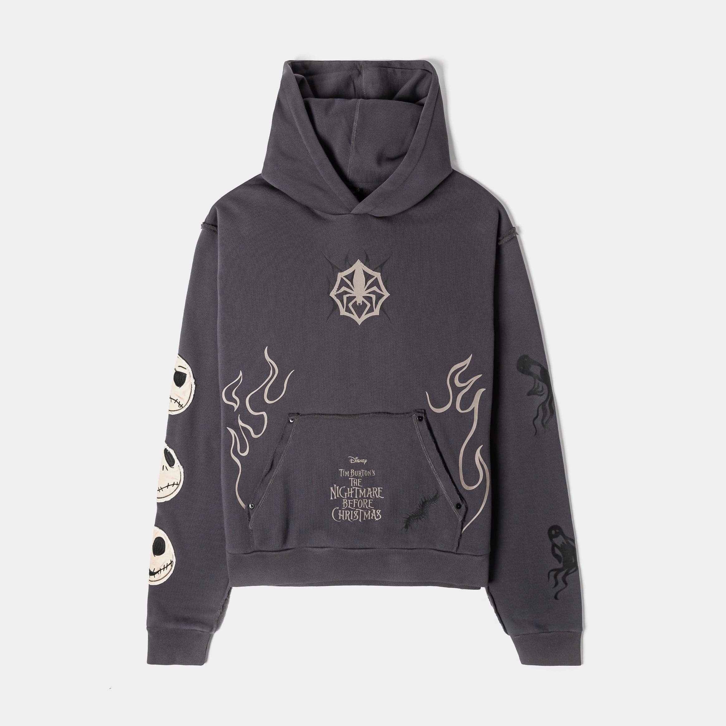 The Nightmare Before Christmas By Shoe Palace Spider Washed Pullover Mens Hoodie (Grey/Beige)