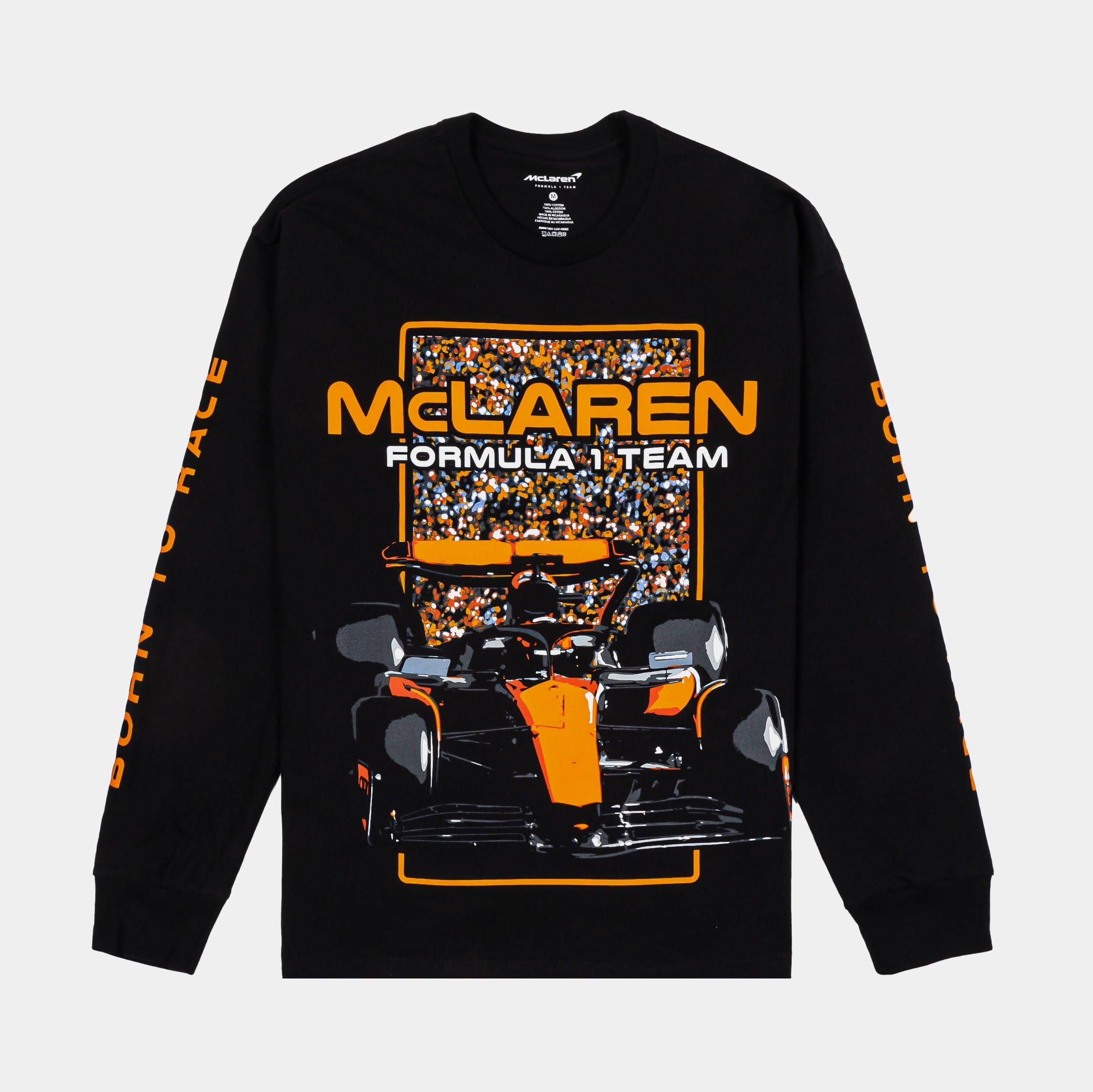 McLaren Formula 1 Team Mens Long Sleeve Shirt (Black/ Papaya Orange)