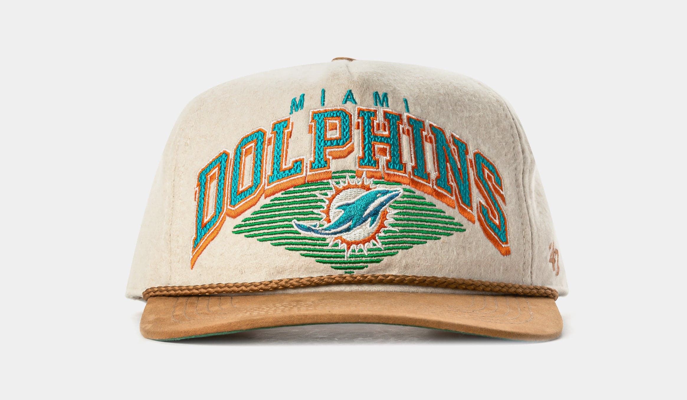 Miami Dolphins Wool Snapback Mens Hat (Beige/Blue/Orange)