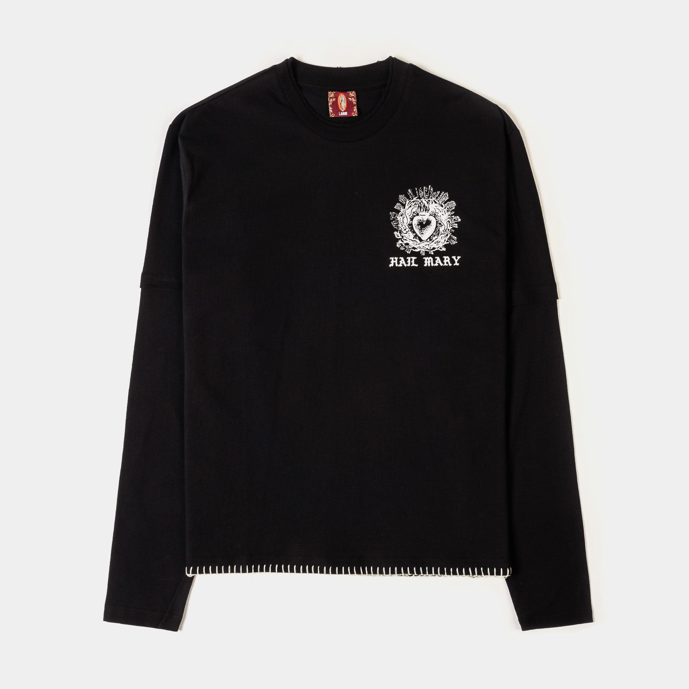 Hail Mary Mens Long Sleeve Shirt (Black/White)