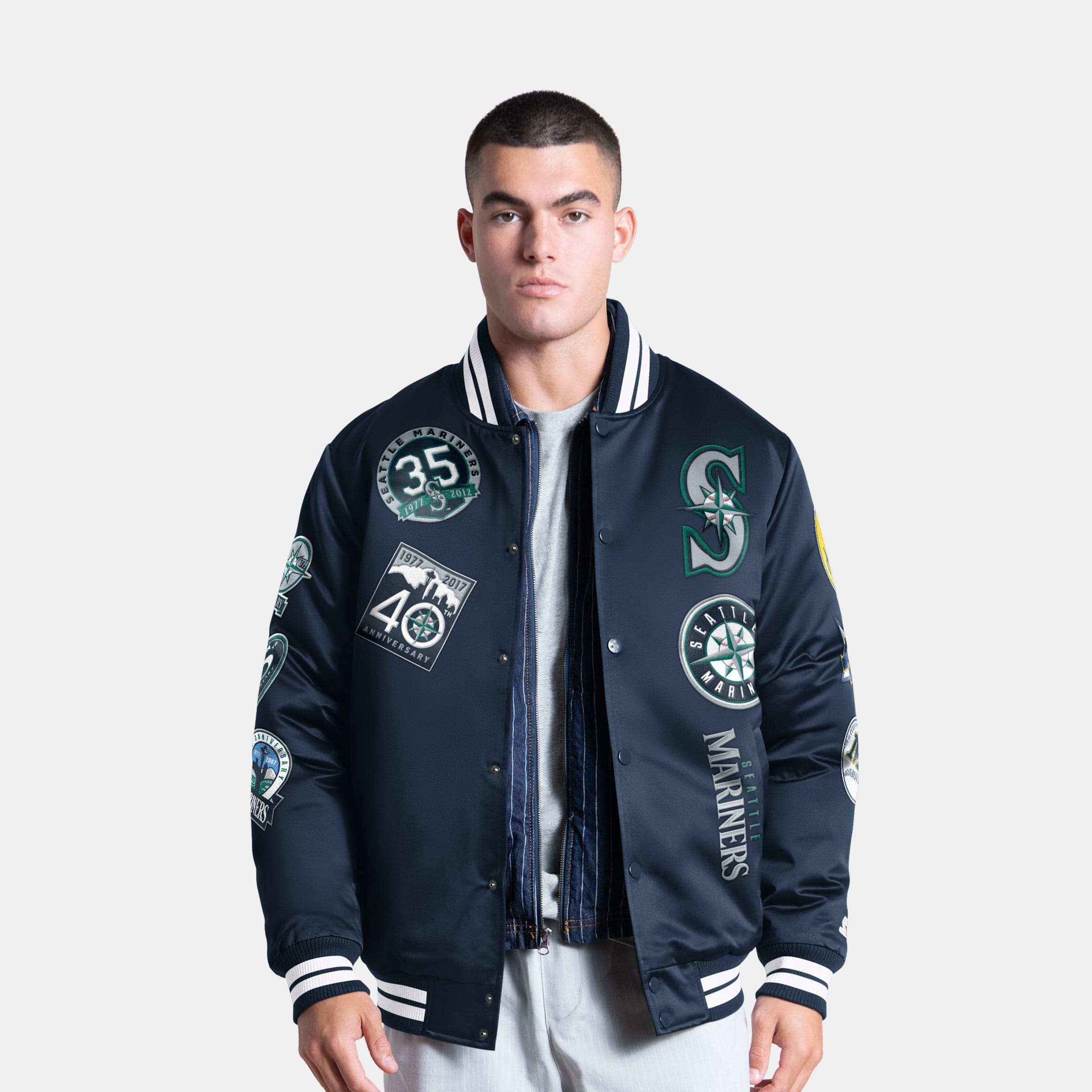 Shoe Palace Exclusive Seattle Mariners Elite Varsity Mens Jacket (Blue/White)