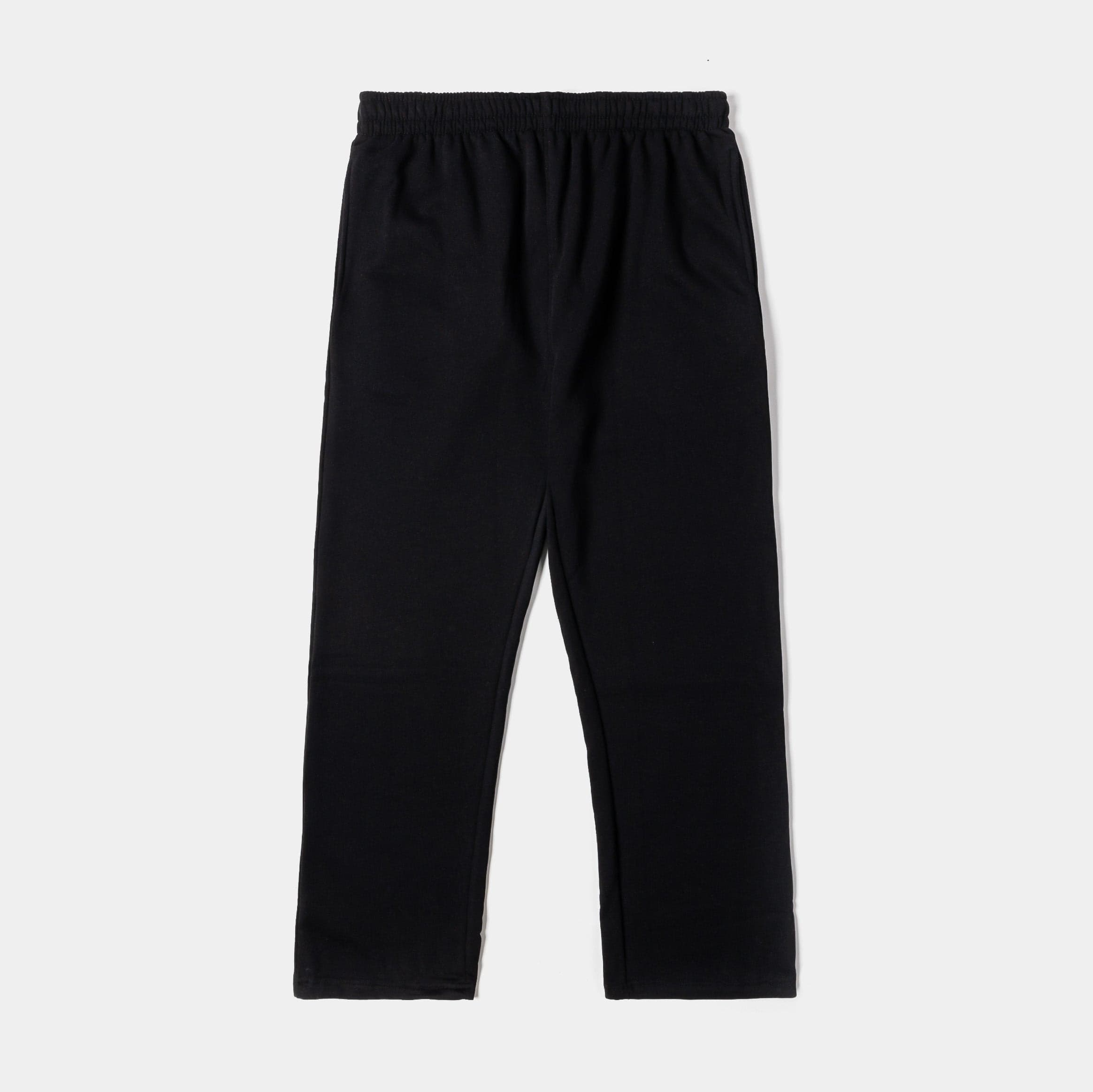 Wide Leg Fleece Mens Pants (Black)