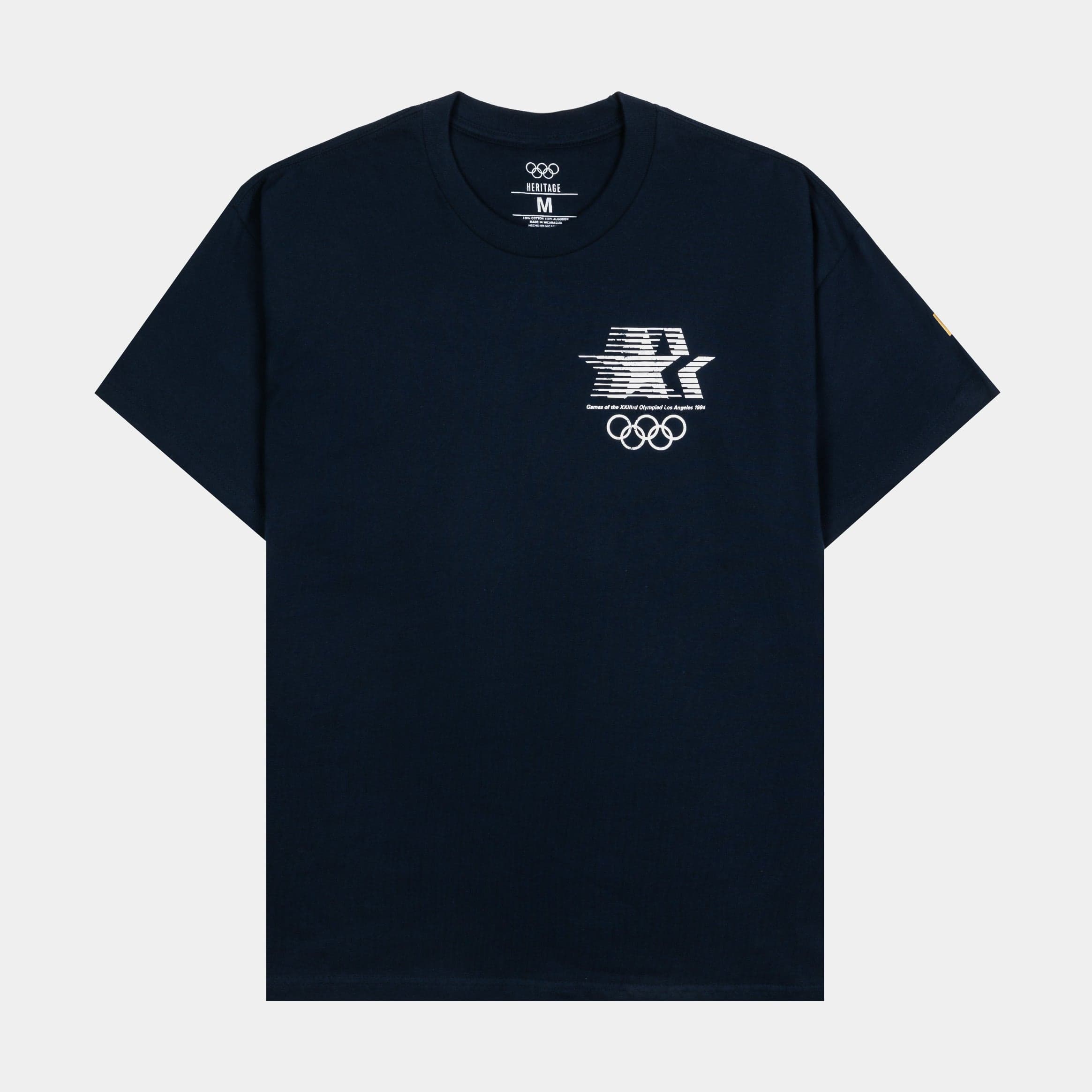 1984 Los Angeles Emblem Flag Mens Short Sleeve Shirt (Navy/White)