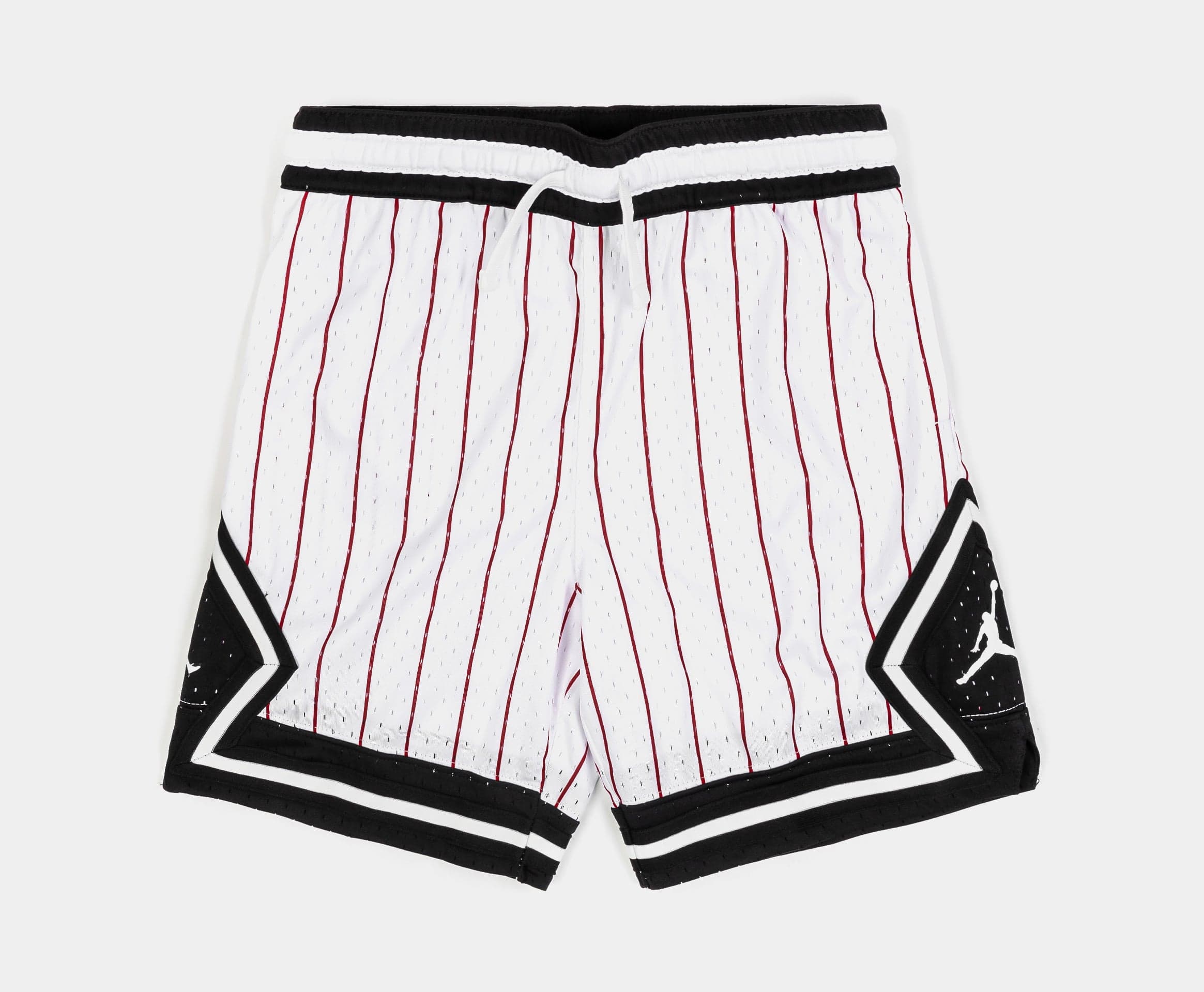 Dri Fit Striped Diamond Shorts Grade School Shorts (White/Black/White)