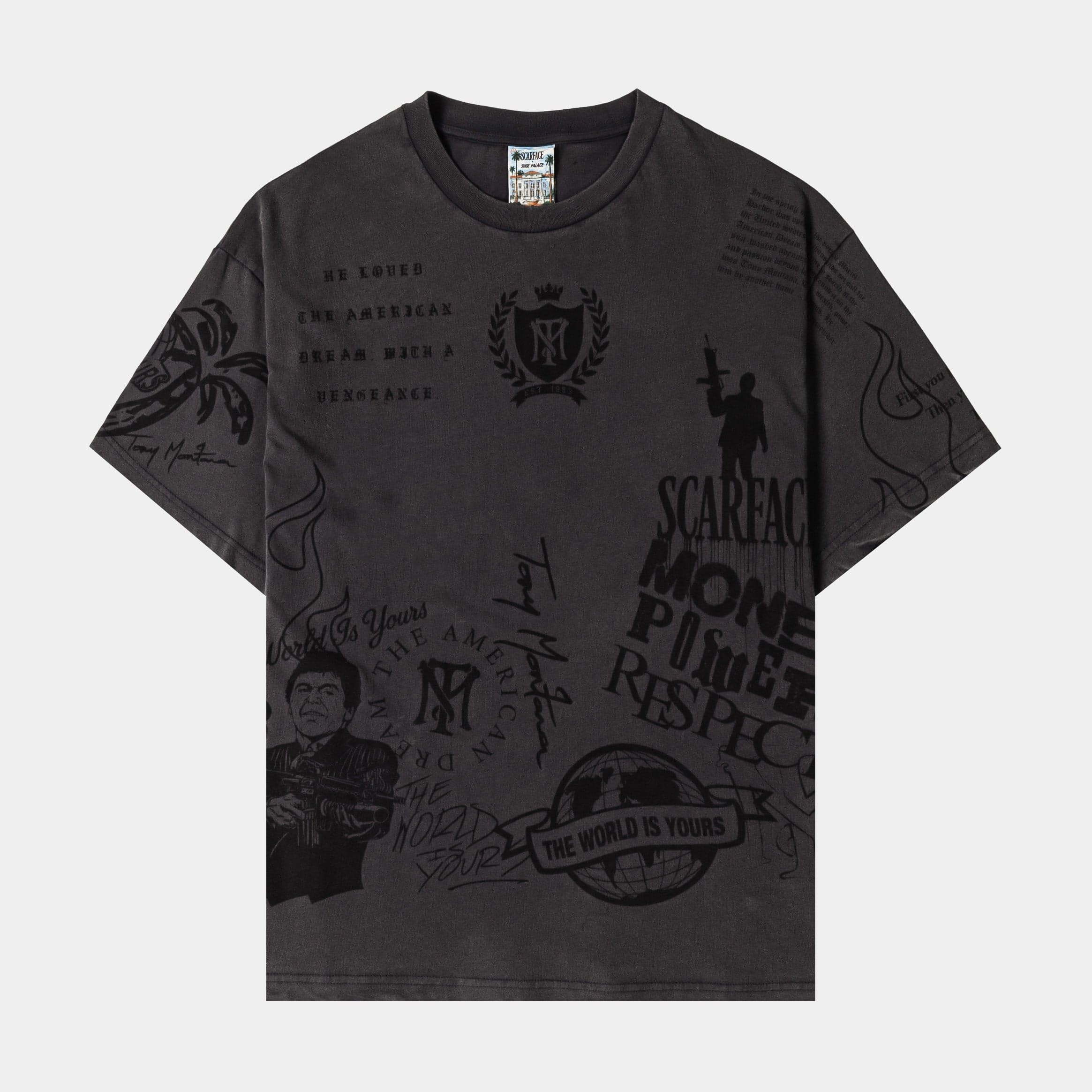 SP x Scarface All Over Print Mens Short Sleeve Shirt (Black/Black)