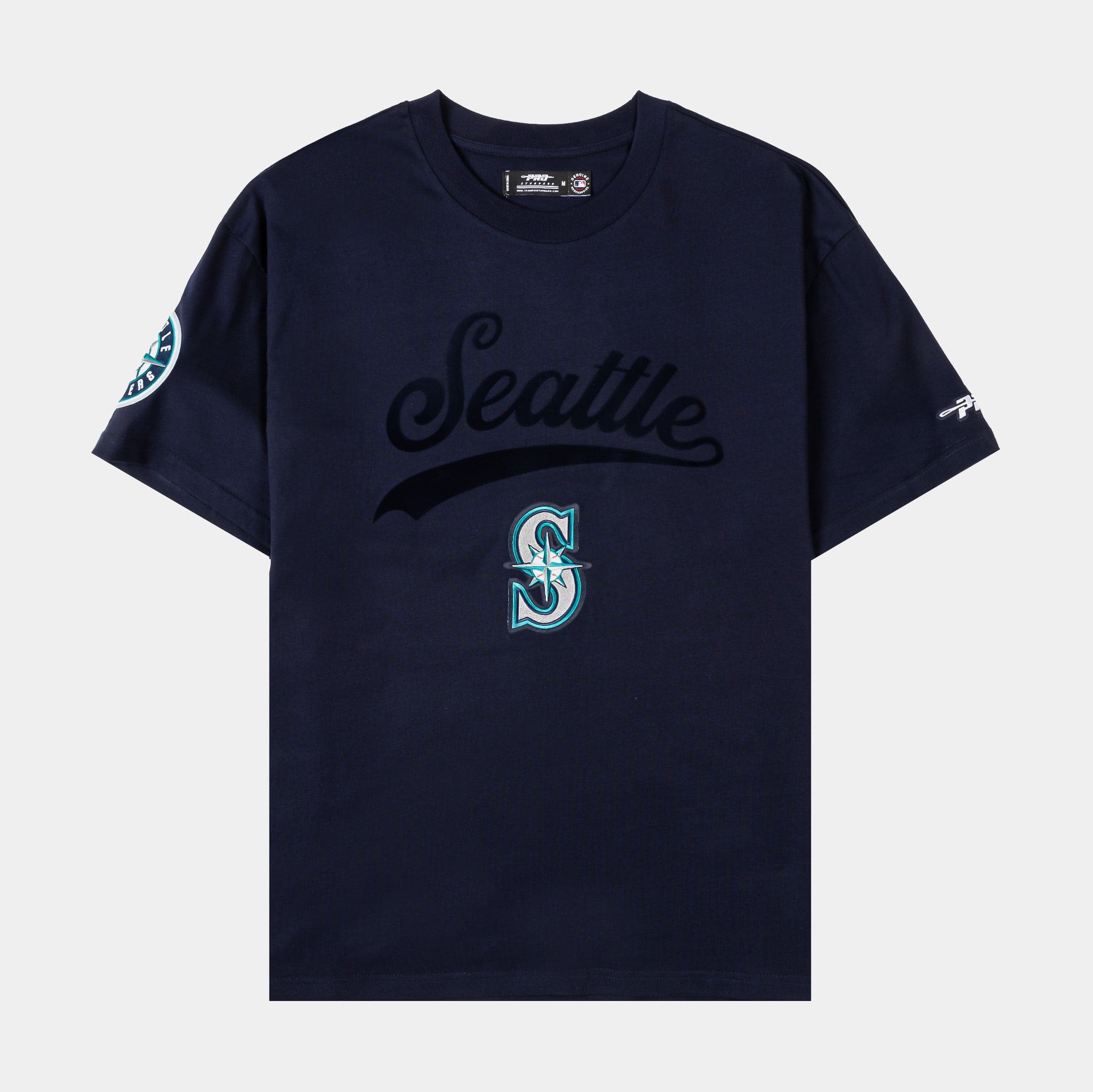 Seattle Mariners Living Large Drop Shoulder Mens Short Sleeve Shirt (Navy/Green)