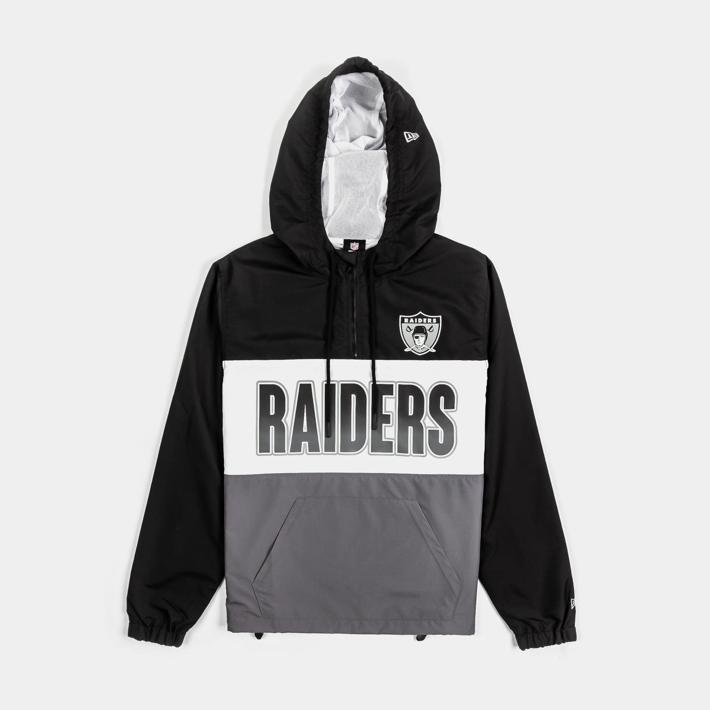 Las Vegas Raiders Quarter Zip Mens Jacket (Black/Grey)