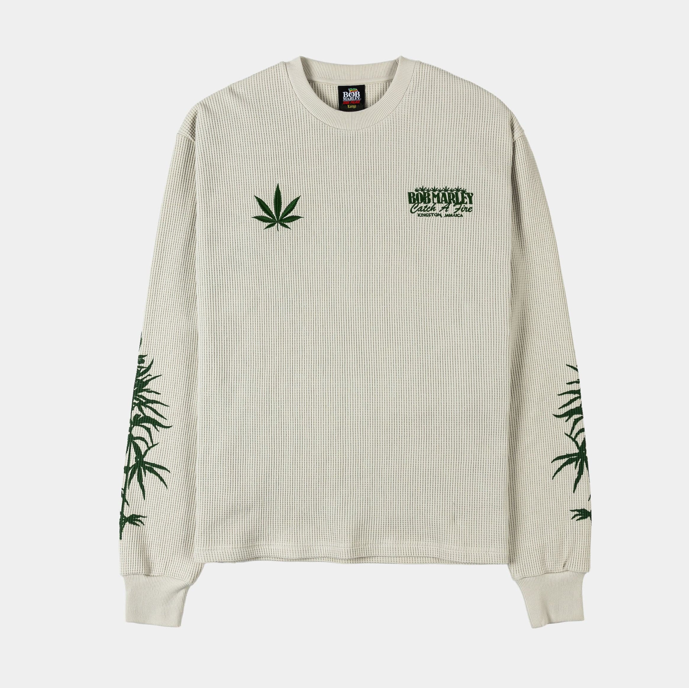 SP x Bob Marley Catch A Fire Thermal Mens Long Sleeve Shirt (Beige/Green)