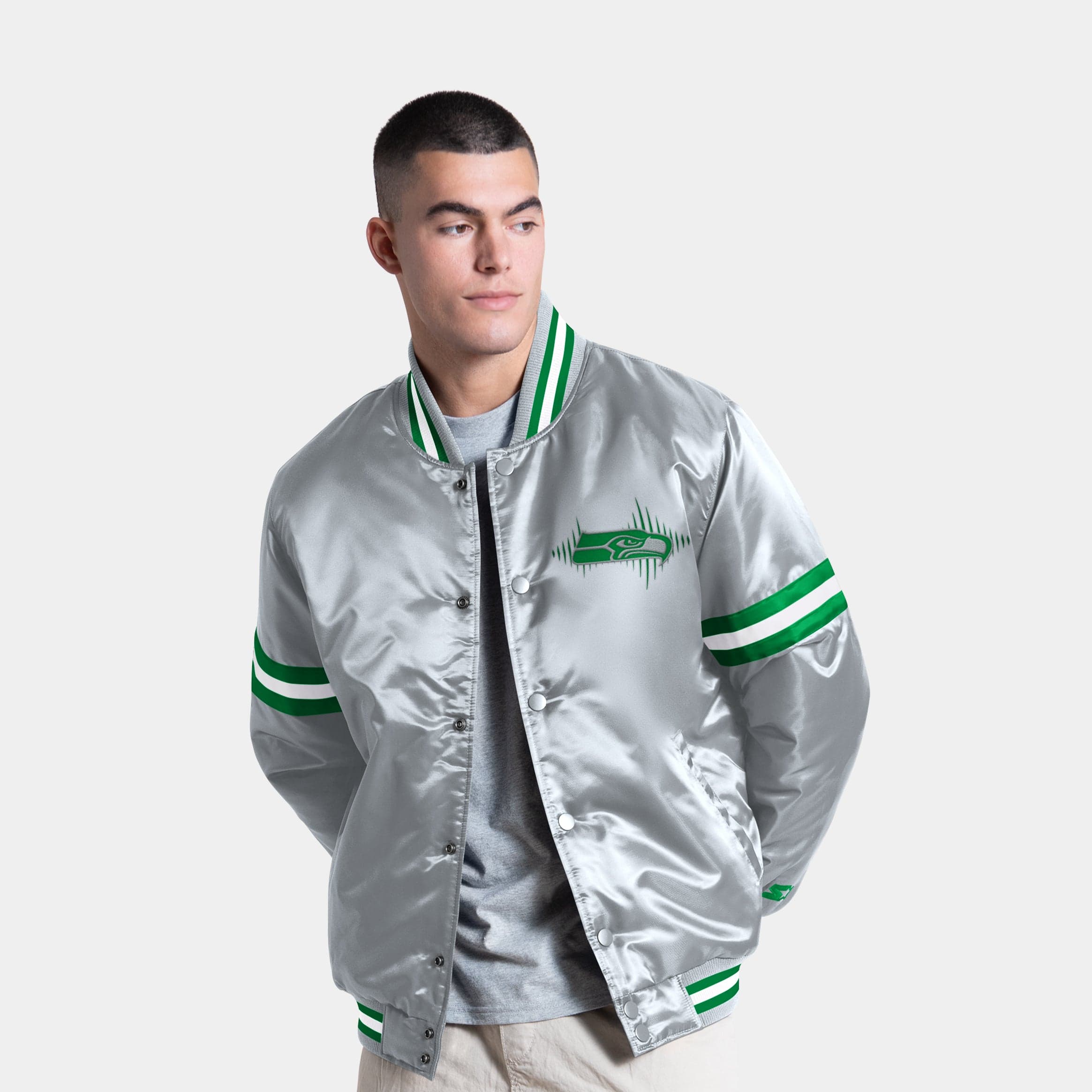 Shoe Palace Exclusive Seattle Seahawks Courtside Varsity Mens Jacket (Grey/Green)