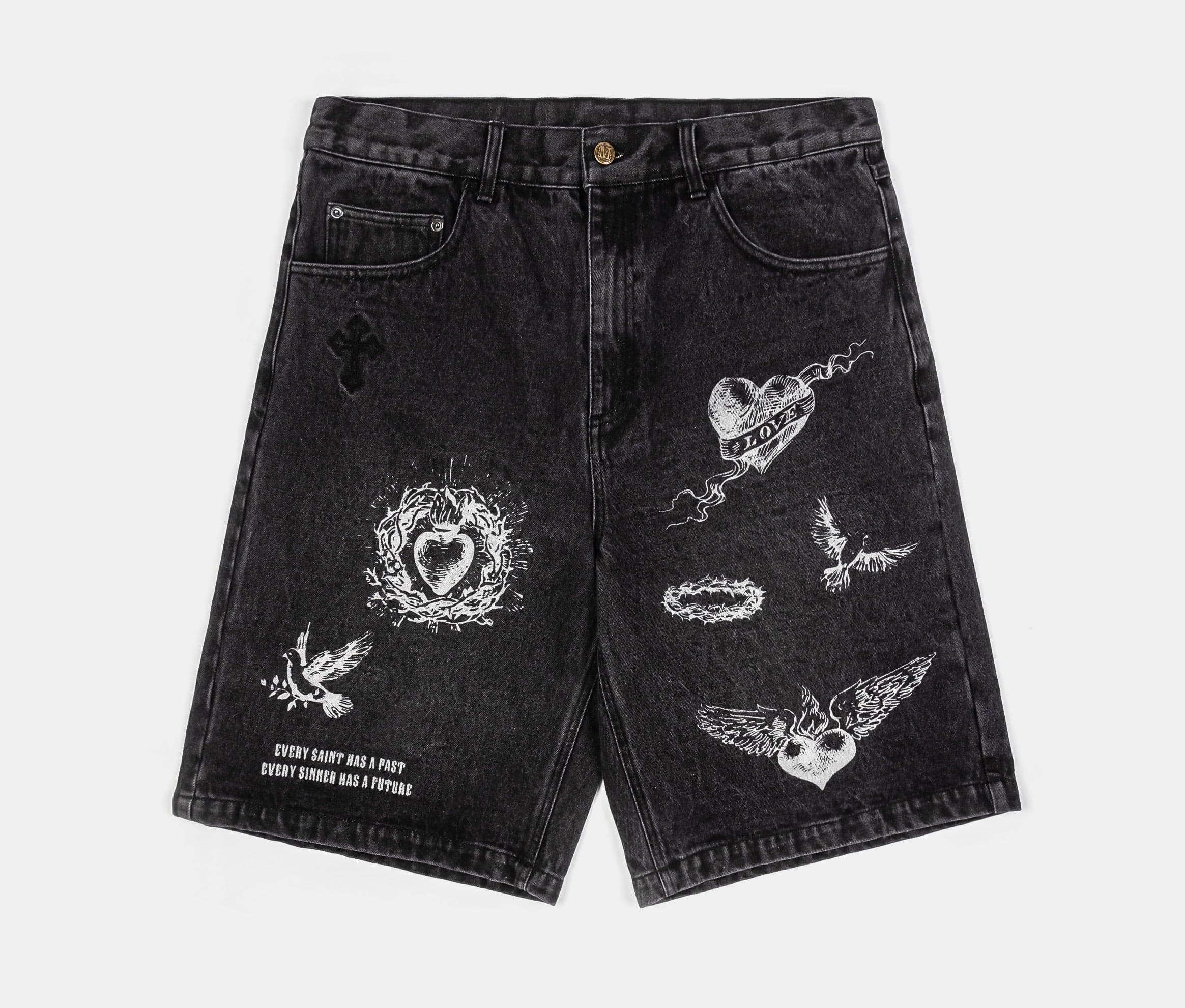 Prayers Denim Mens Short (Grey/Black)