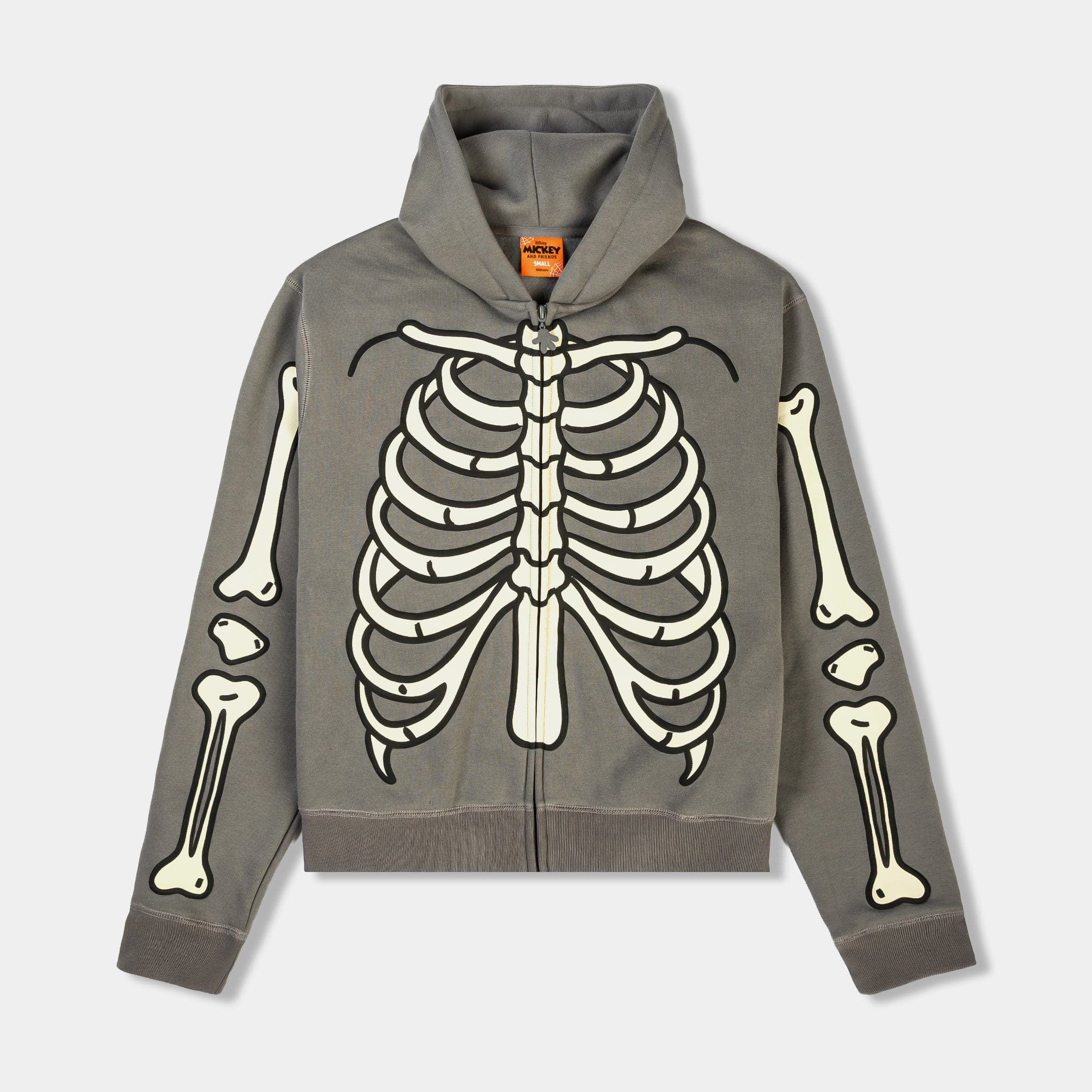 Disney Mickey And Friends By Shoe Palace Skeleton Fleece Zip Up Mens Hoodie (Grey/Black)