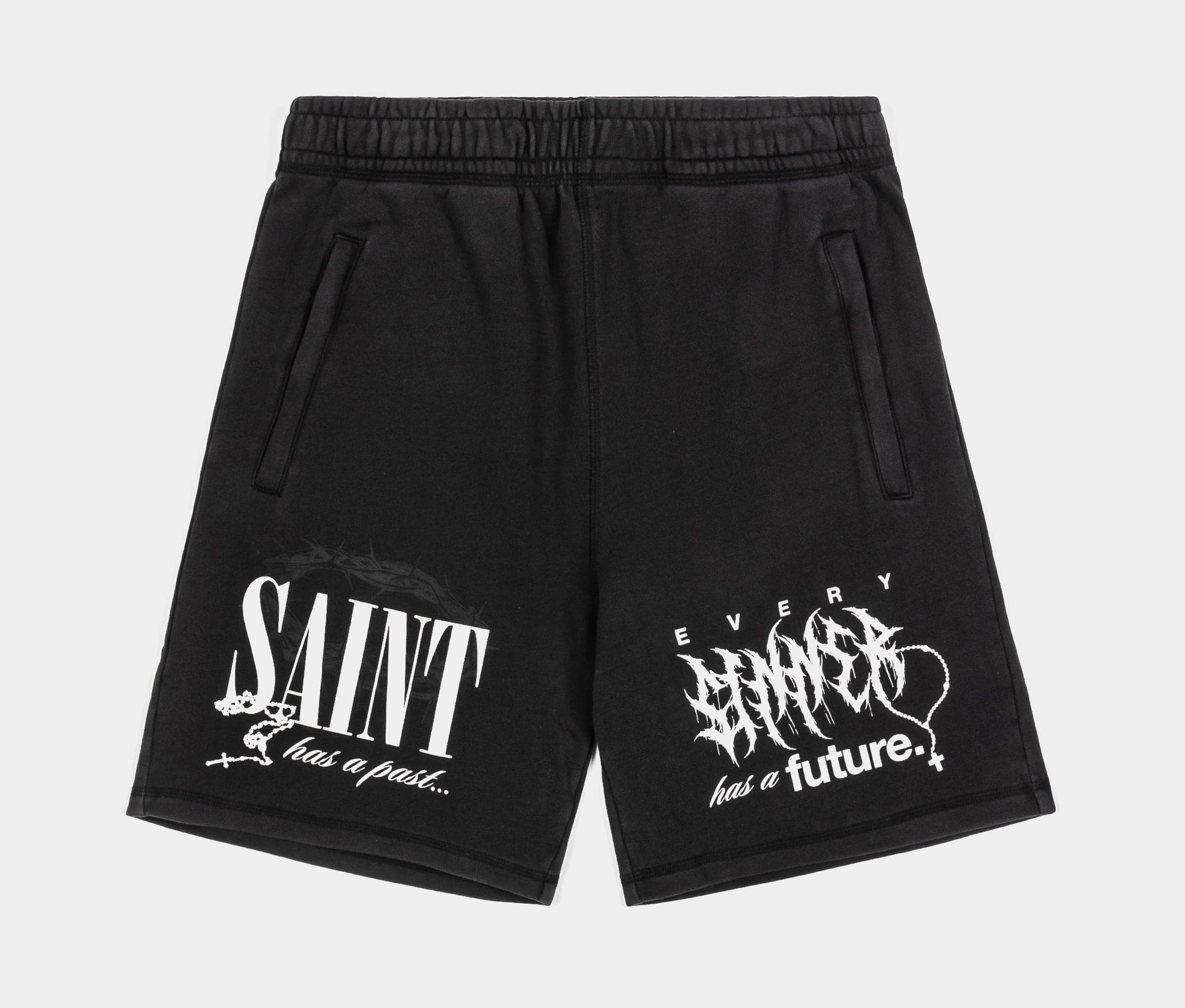 Saint Sinner Fleece Mens Shorts (Grey/White)