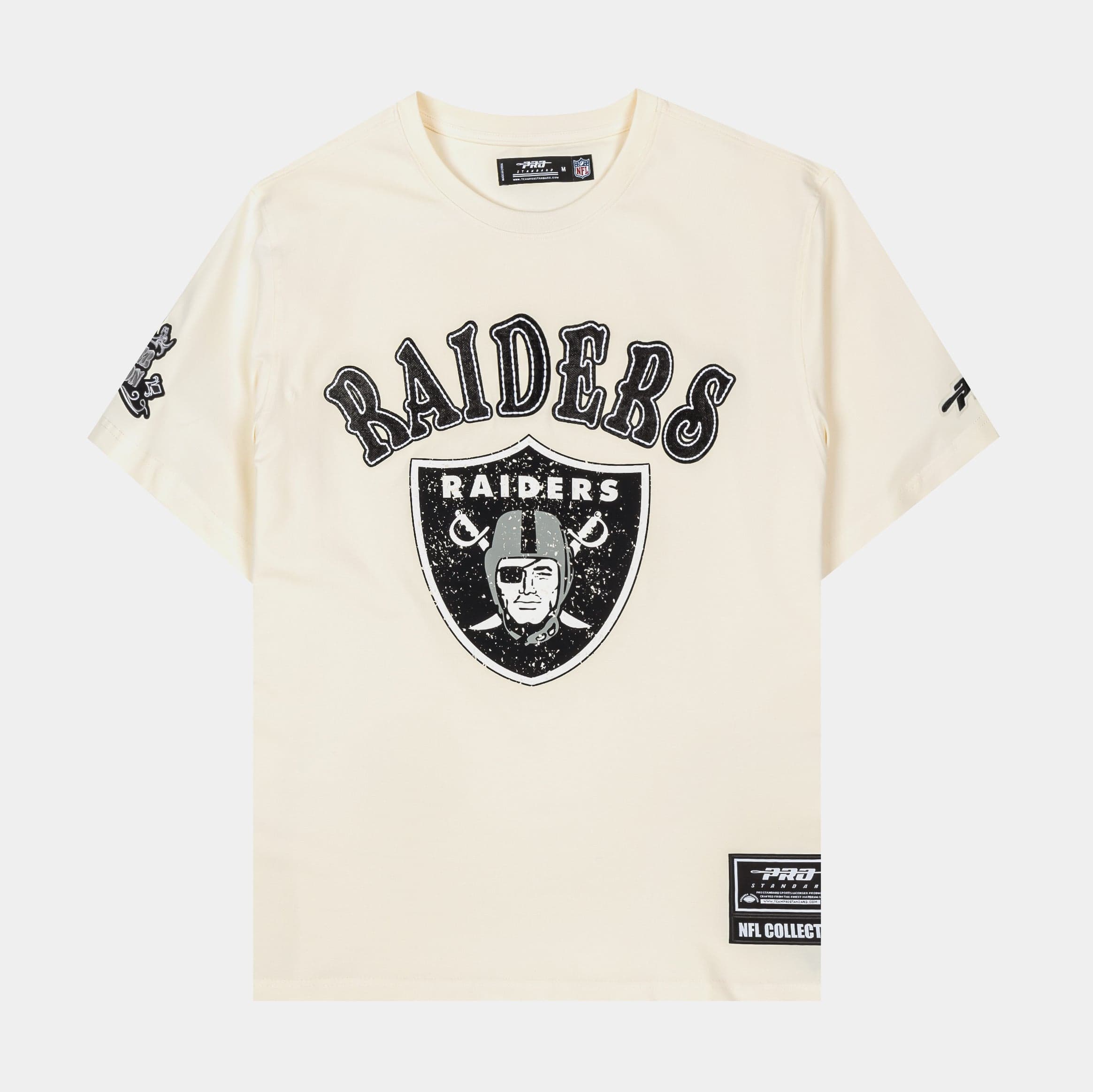 Las Vegas Raiders Stacked Logo Mens Short Sleeve Shirt (Black/Beige)