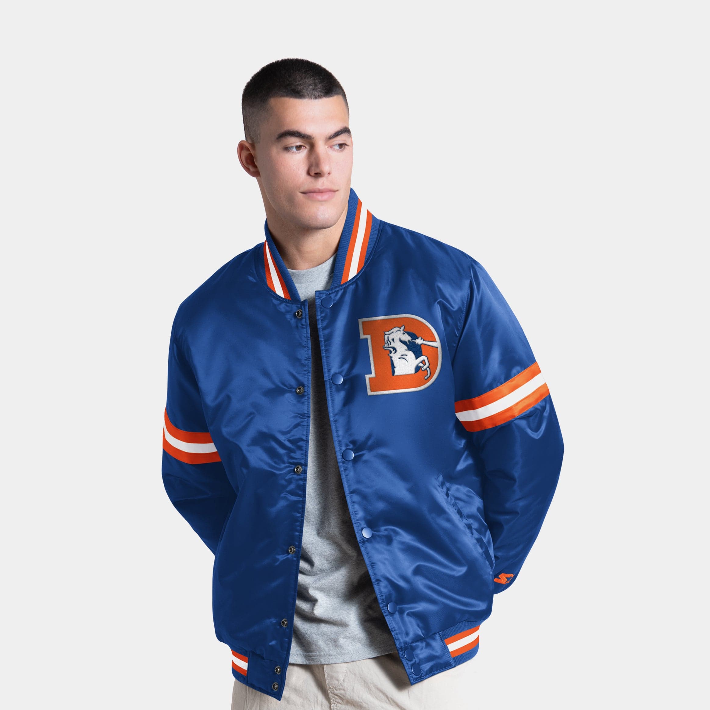 Shoe Palace Exclusive Denver Broncos Courtside Varsity Jacket (Blue/Orange)