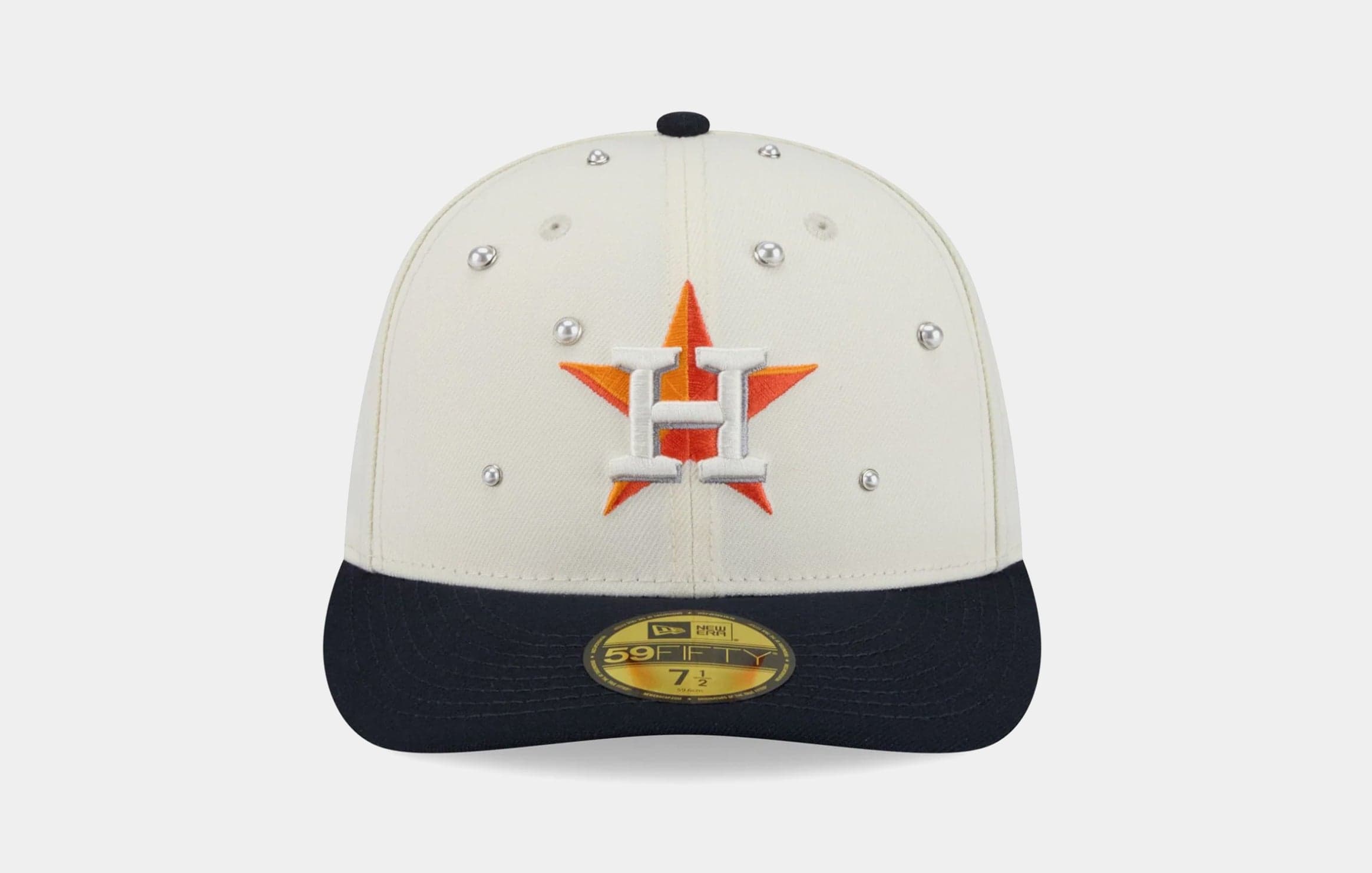 Two-Tone Houston Astros Studded 59Fifty Fitted Mens Hat (Chalk White/Navy)