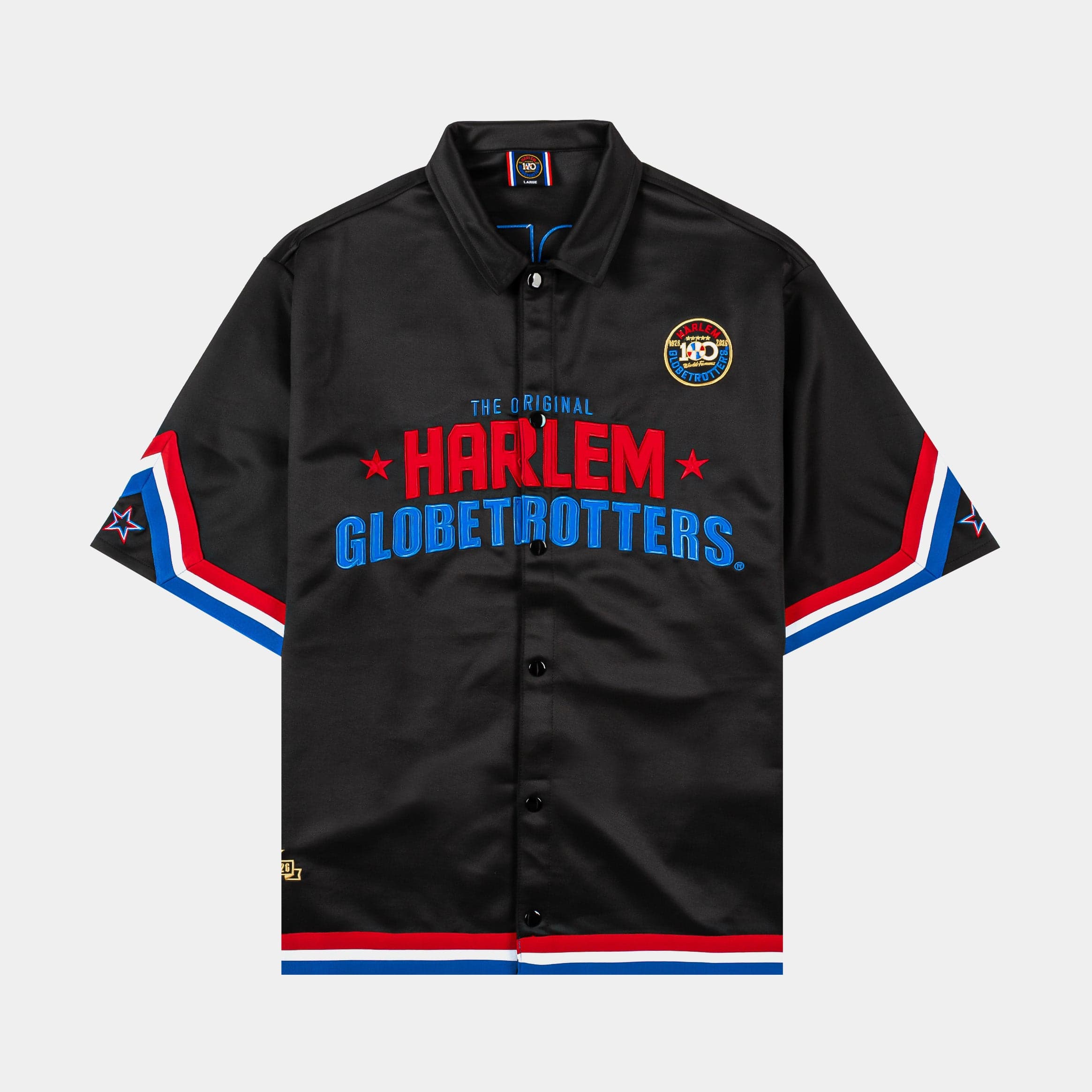 SP x Harlem Globetrotters World Famous Button Up Mens Short Sleeve Shirt (Black/Red)
