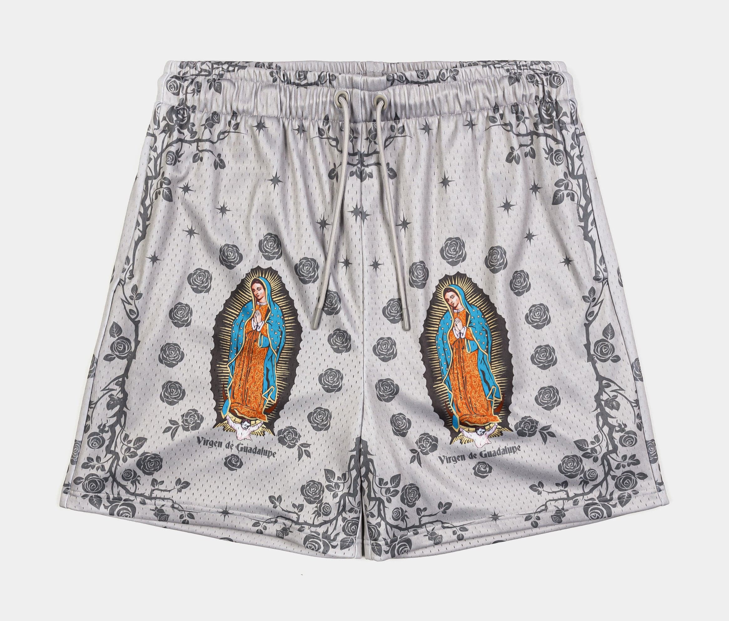Rose Guadalupe Mesh Mens Shorts (Beige/Black)