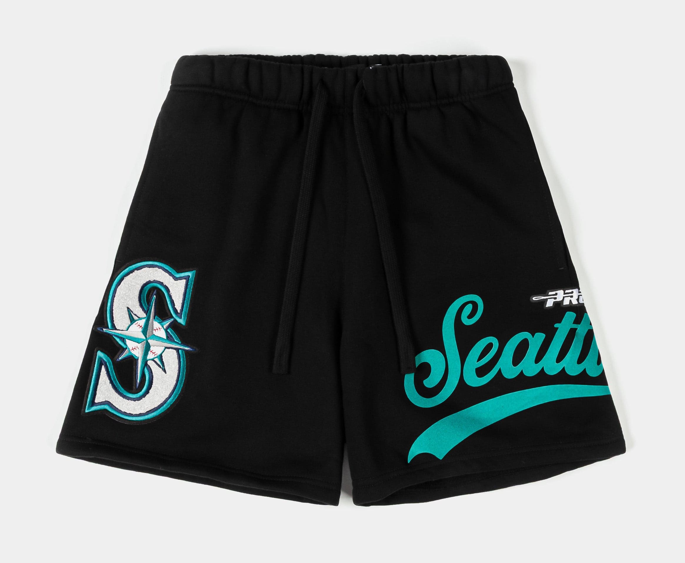Seattle Mariners Living Large Fleece Mens Shorts (Black/Green)