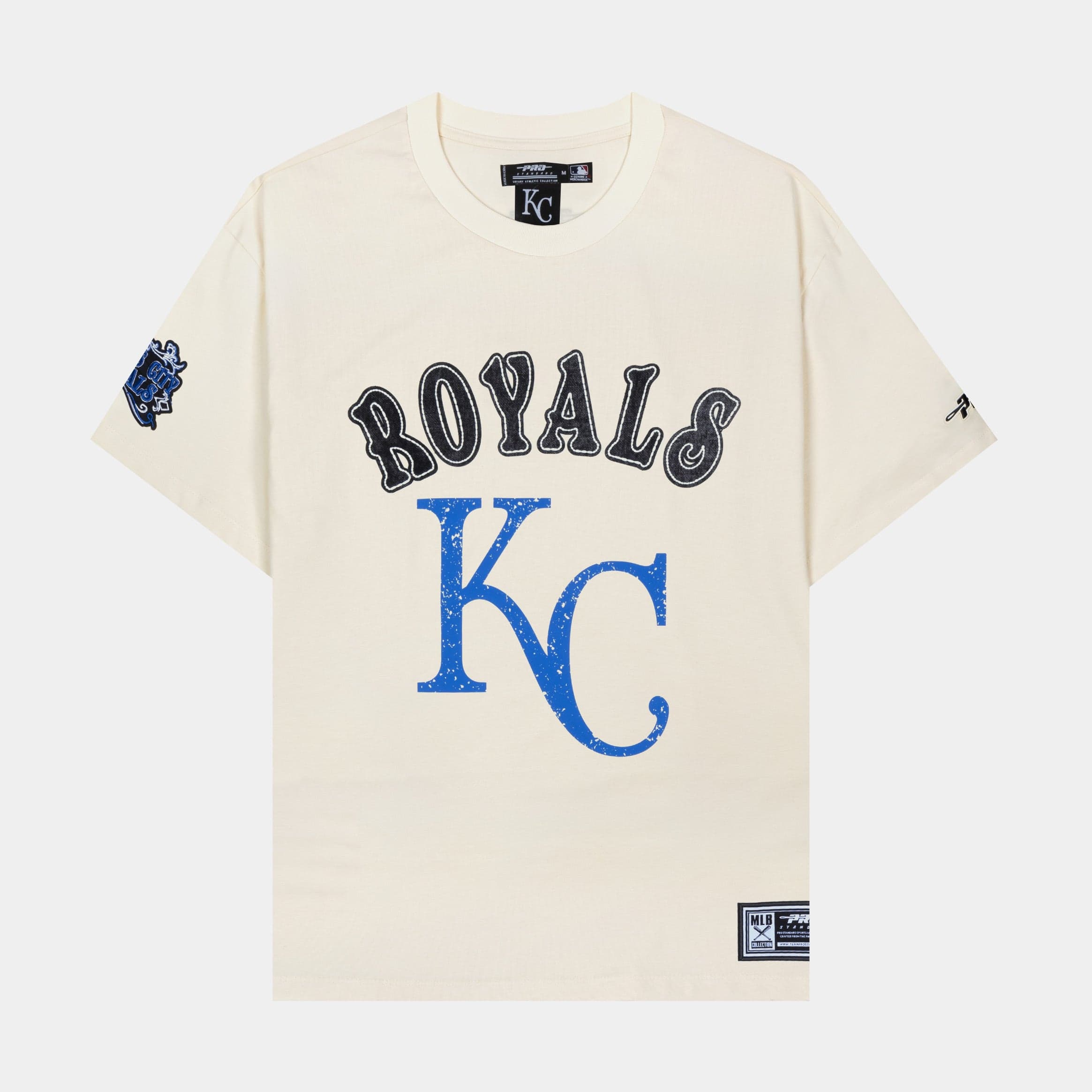 Kansas City Royal Rebel Athletics Stacked Logo Mens Short Sleeve Shirt (White/Blue)