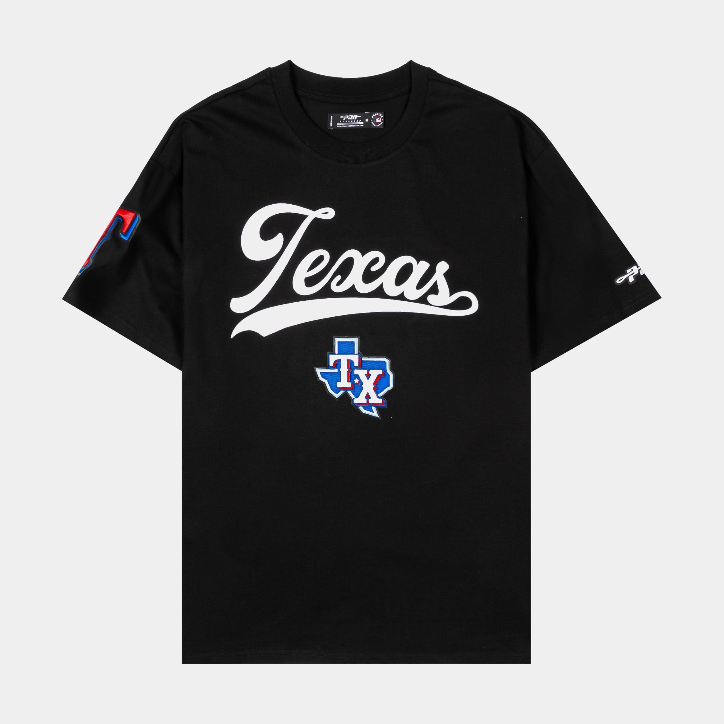 Texas Rangers Living Large Drop Shoulder Mens Short Sleeve Shirt (Black/Red)