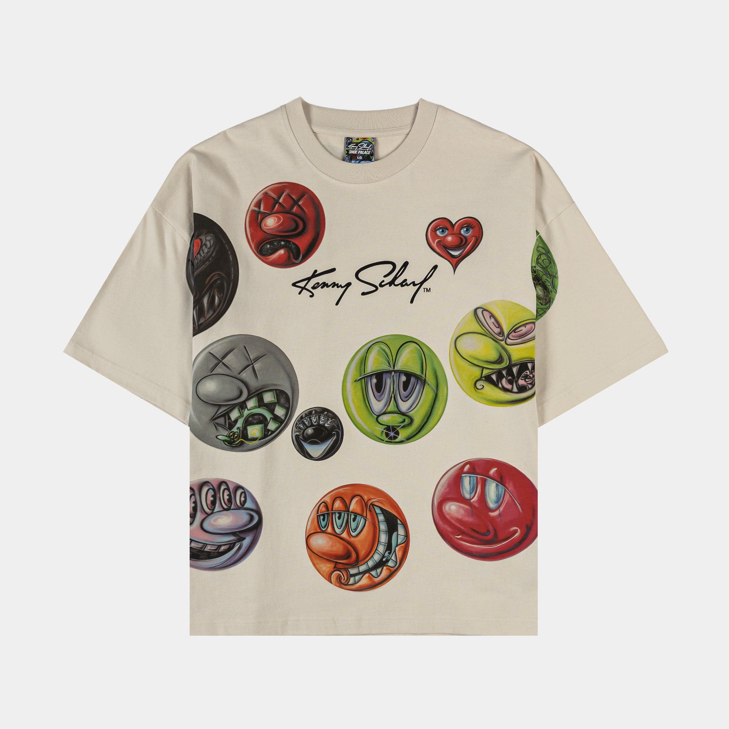 SP x Kenny Scharf All Over Print Washed Mens Short Sleeve Shirt (Cream/Multicolor)