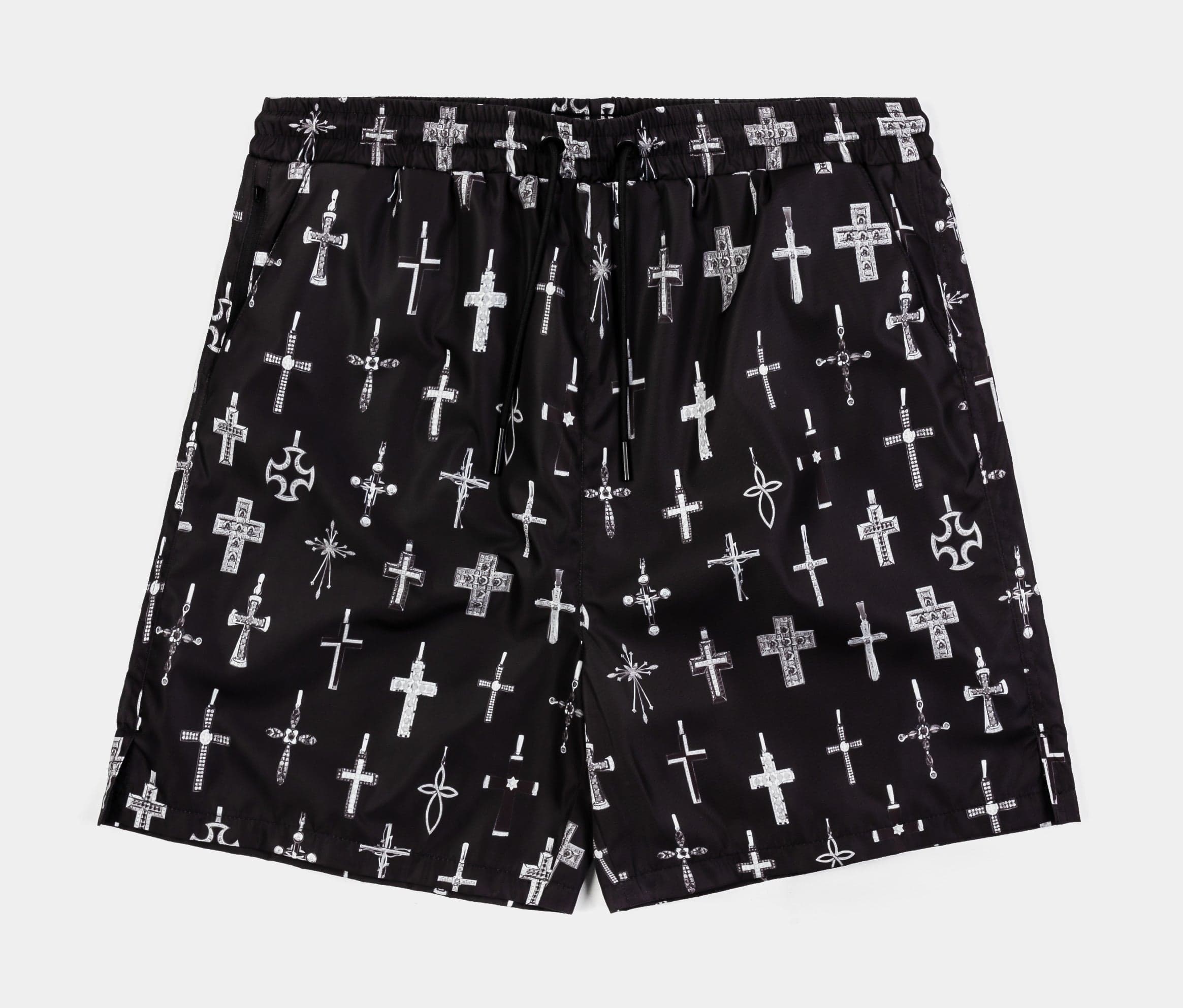 All Over Print Crosses Hybrid Mens Shorts (Black/Grey)