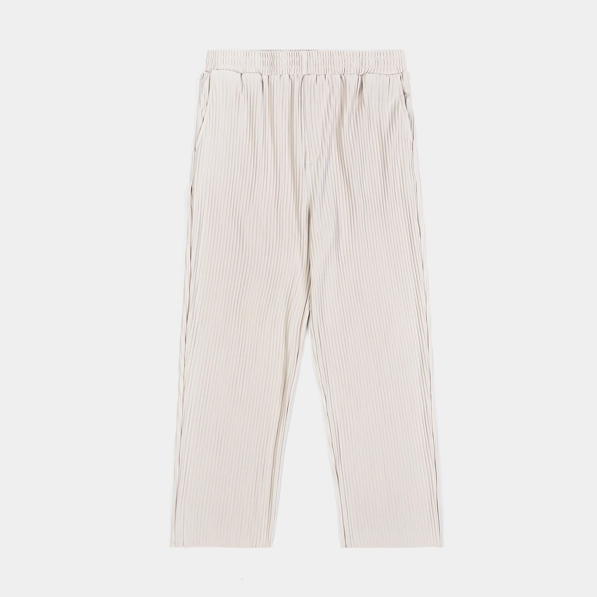 Pleated Woven Mens Pants (Cream)