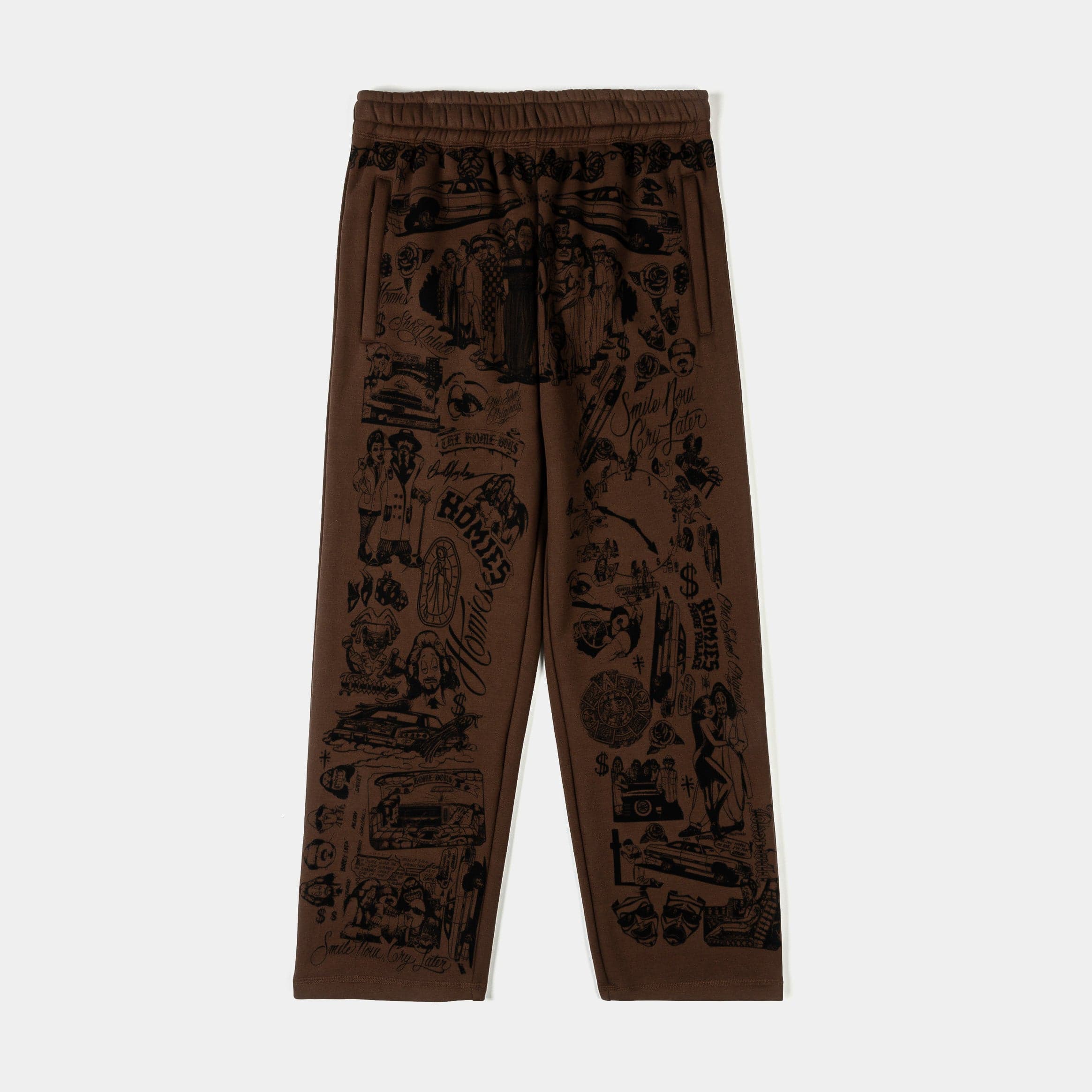 SP x Homies All Over Print Fleece Mens Sweatpants (Brown/Black)