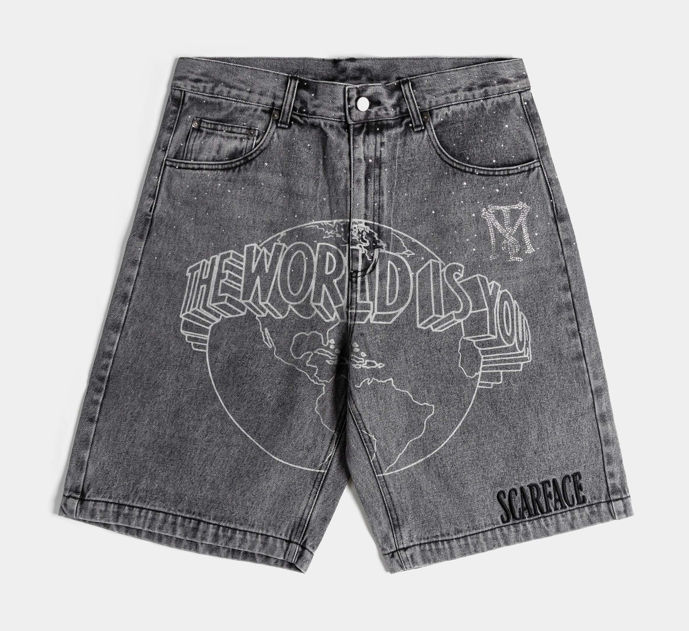 SP x Scarface The World Is Yours Denim Mens Shorts (Blue/White)