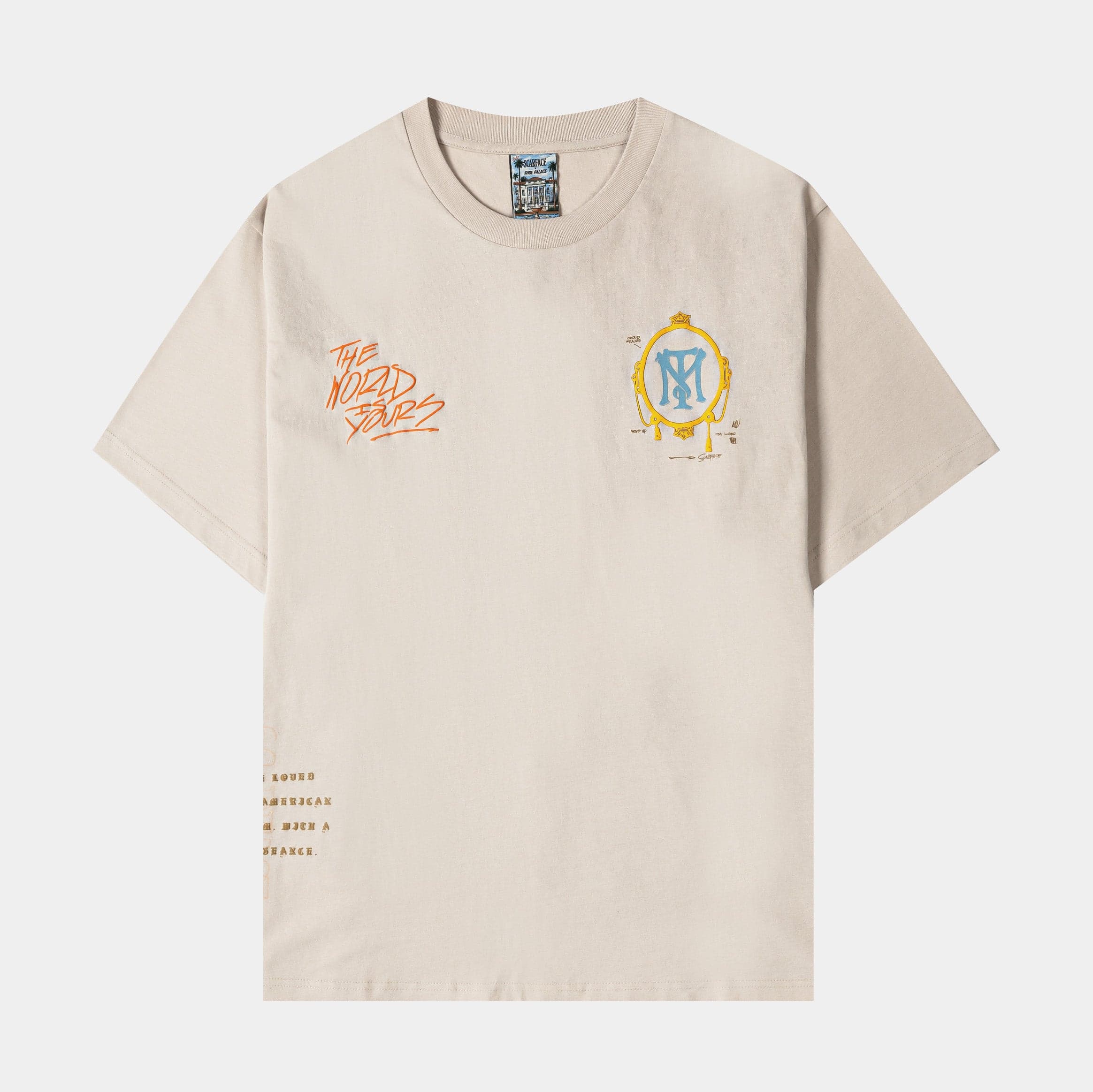 SP x Scarface Collage Mens Short Sleeve Shirt (Beige/Blue)