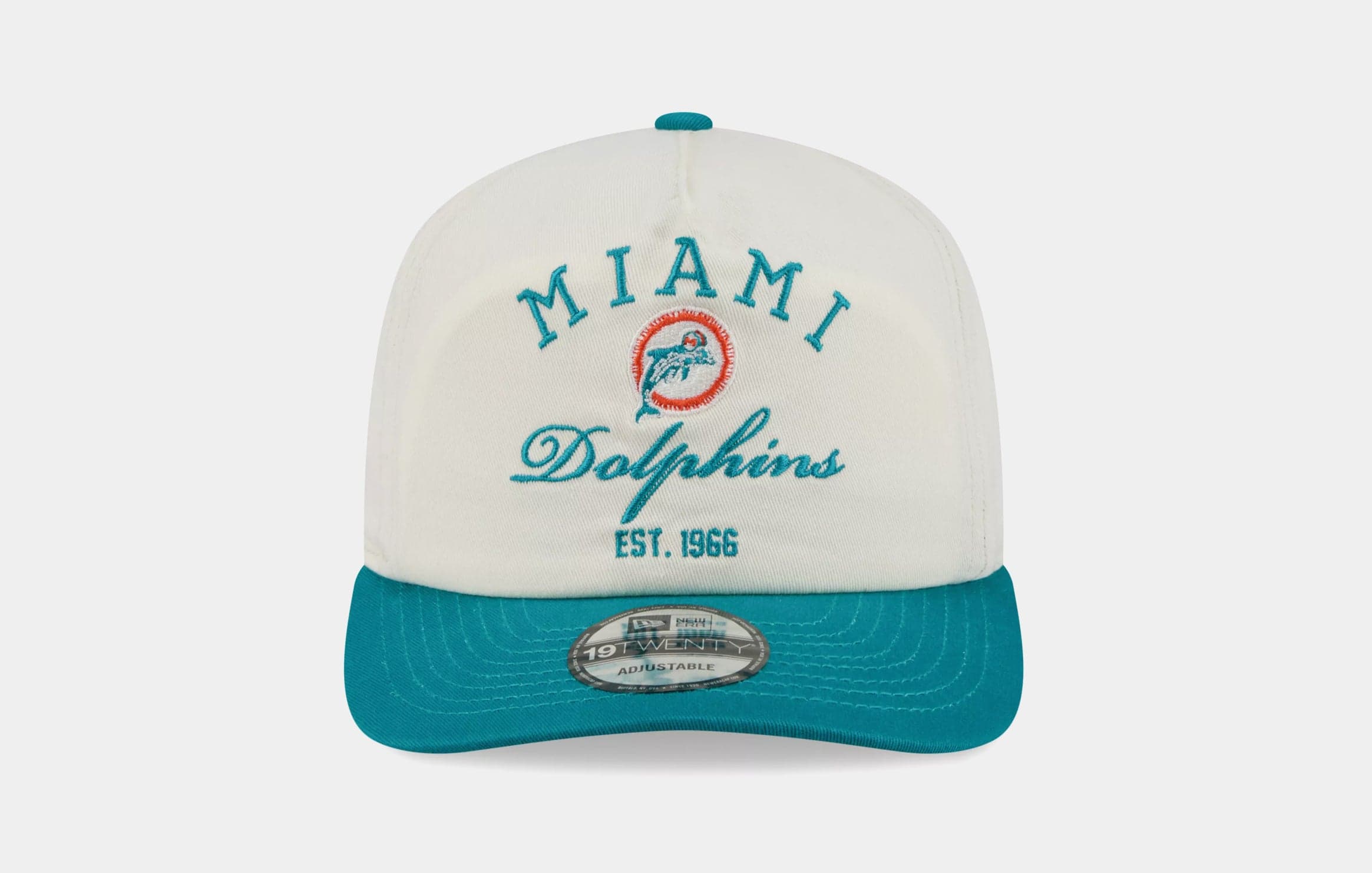Miami Dolphins Stacked 19Twenty Snapback Mens Hat (White/Torquoise)