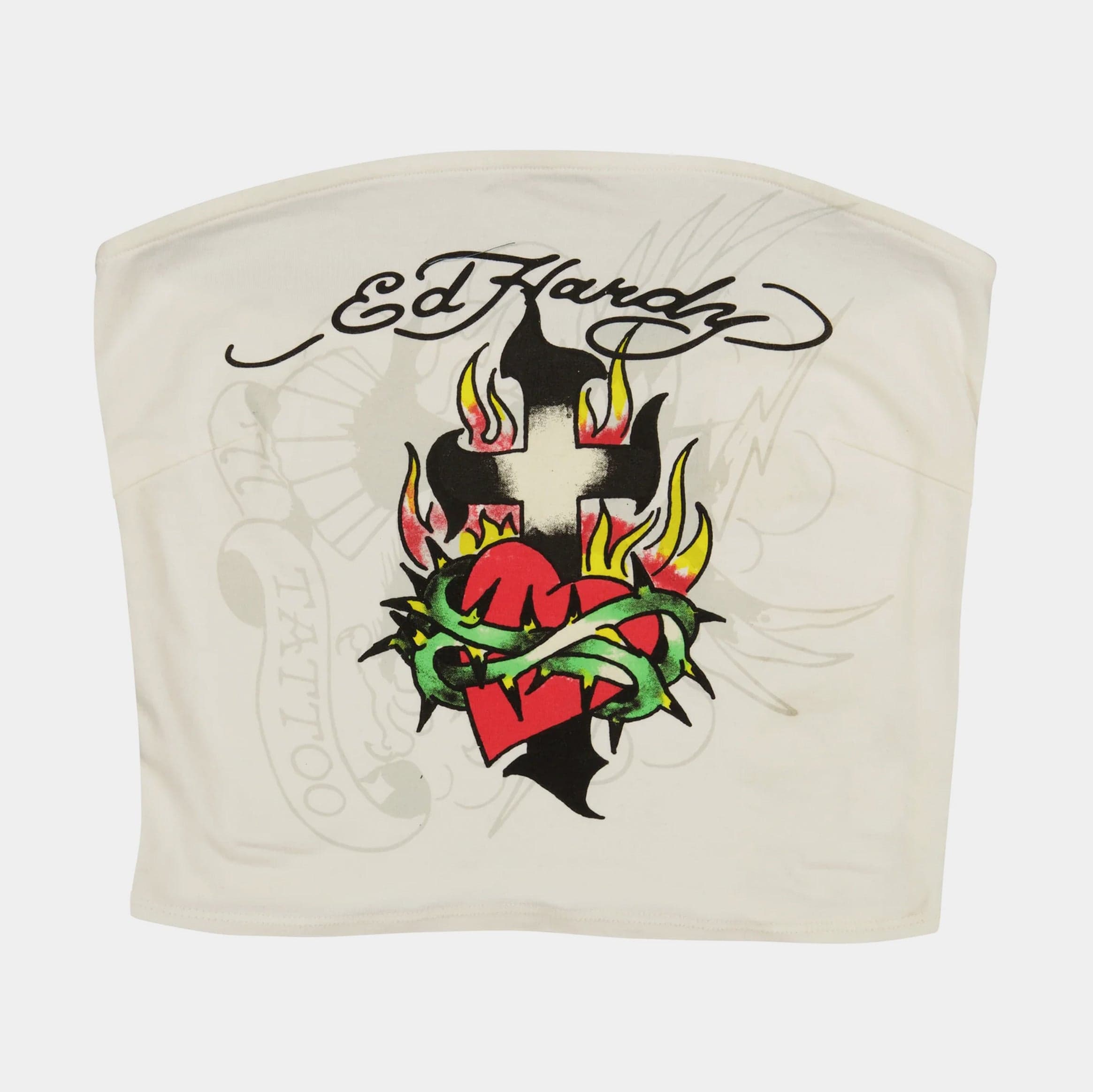 Cross Heart Tube Womens Top (White/Black)
