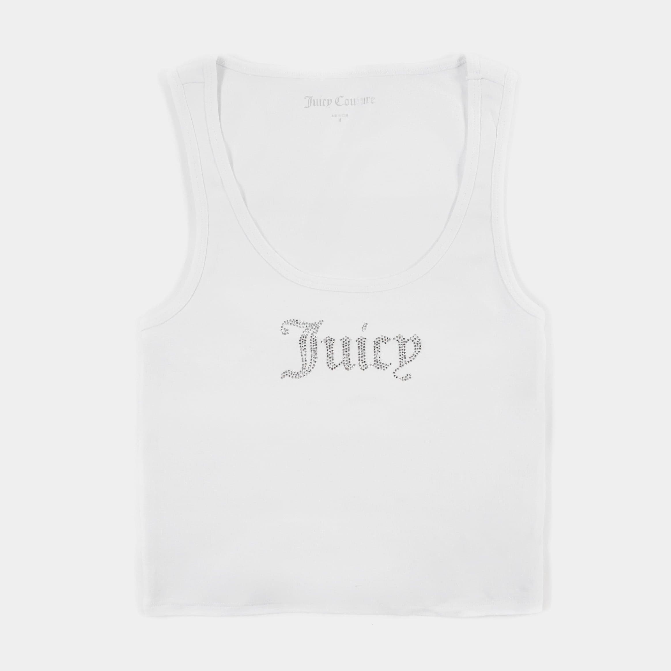 Bling U Neck Womens Tank Top (White)